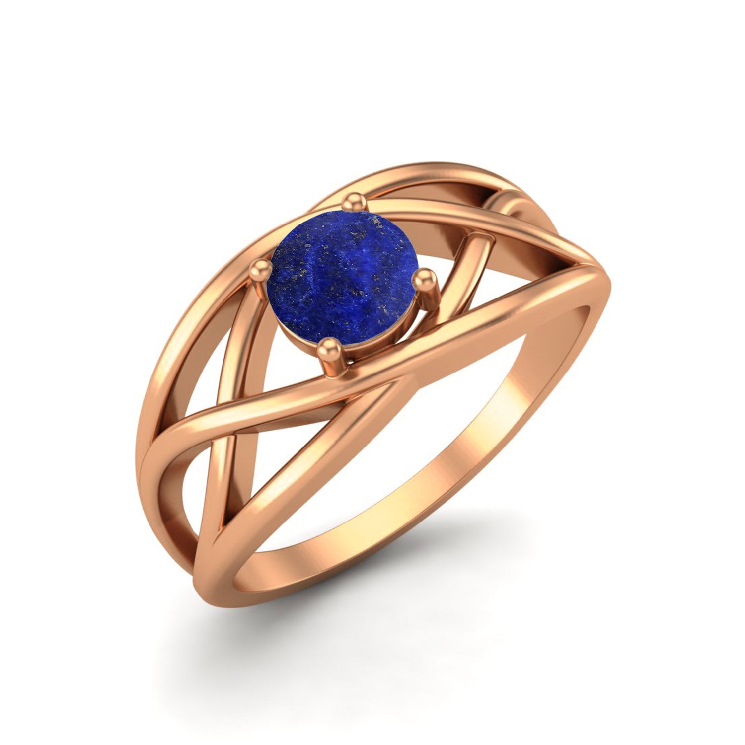 Lapis Crisscross Band Ring – Sterling Silver