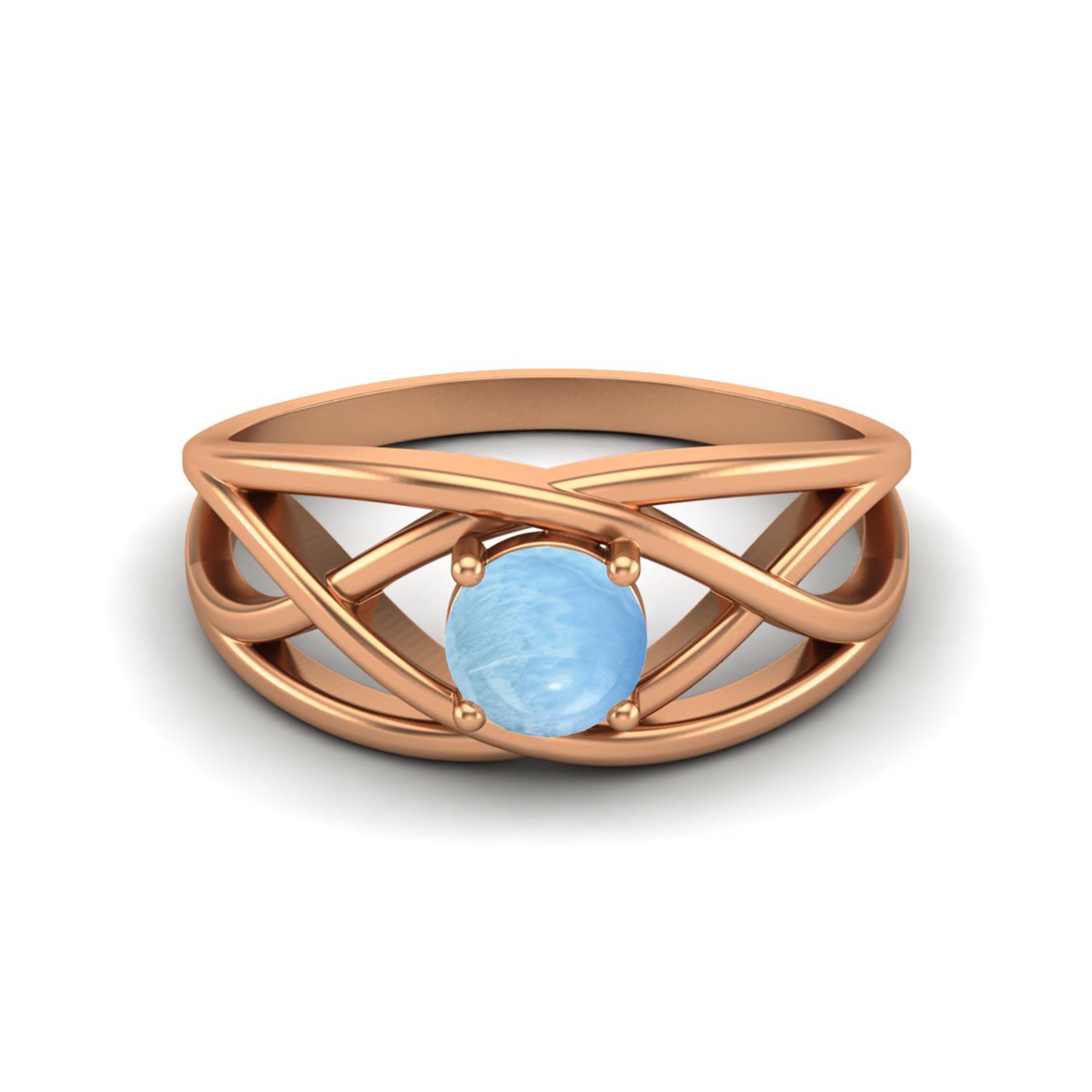 Larimar Crisscross Band Ring – Sterling Silver