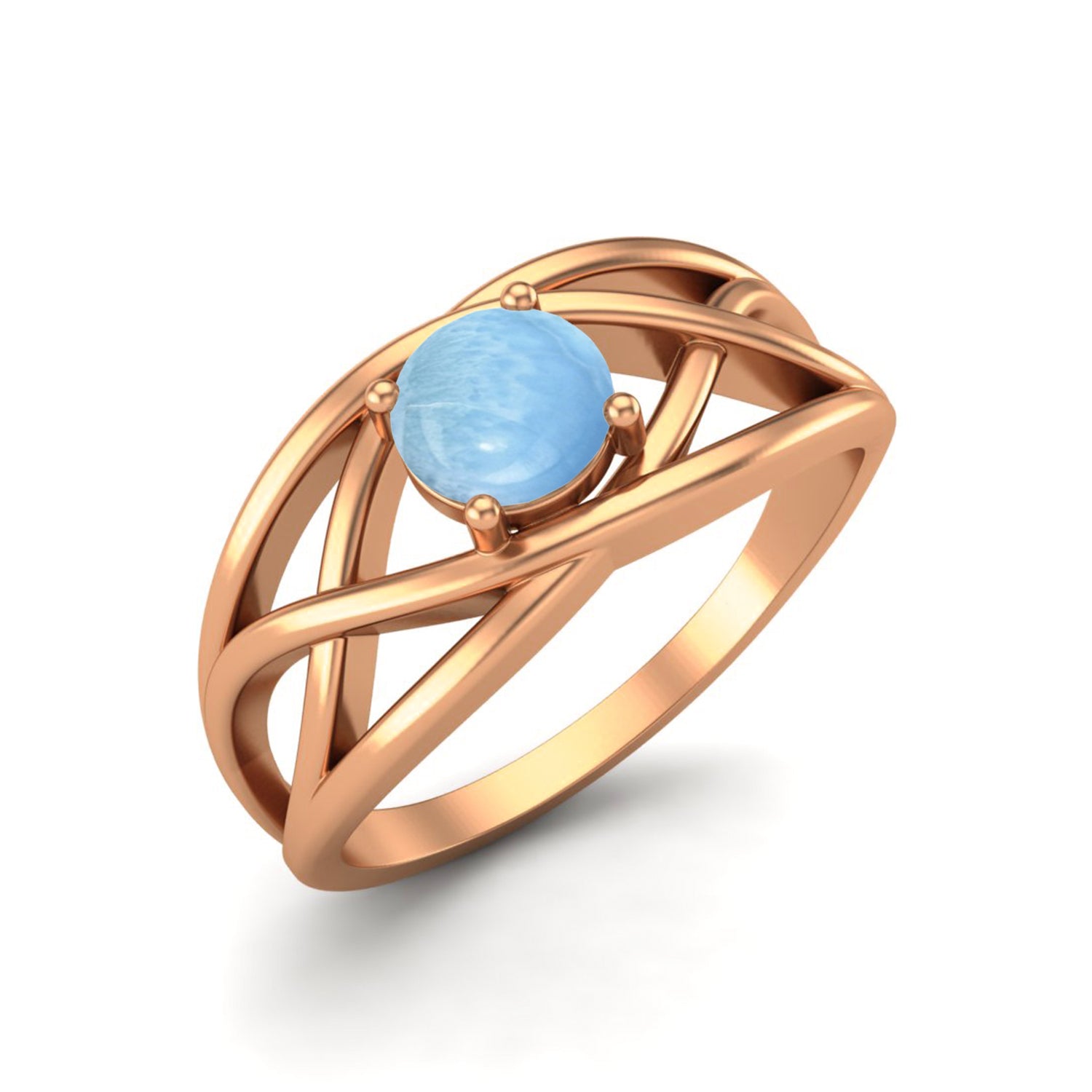 Larimar Crisscross Band Ring – Sterling Silver