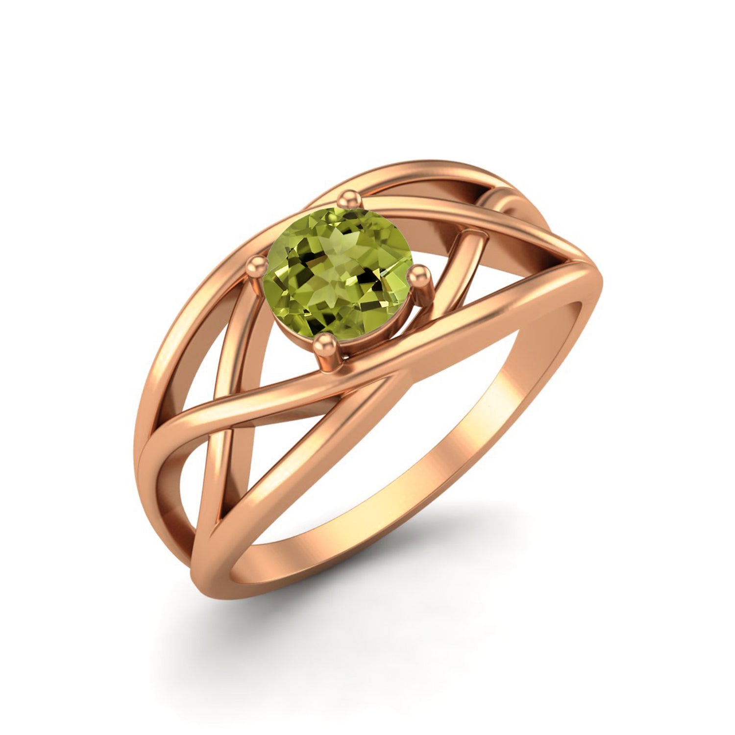 Peridot Crisscross Band Ring – Sterling Silver