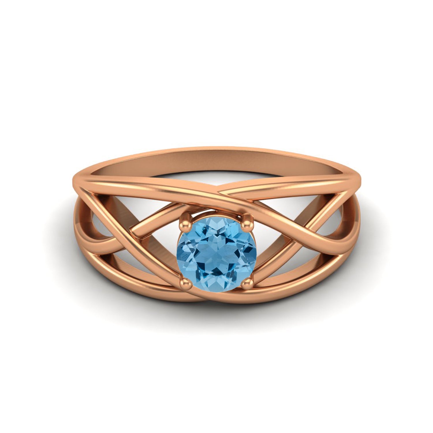 Anello da sposa con topazio azzurro cielo da 0,50 carati, solitario rotondo da 5x5 mm