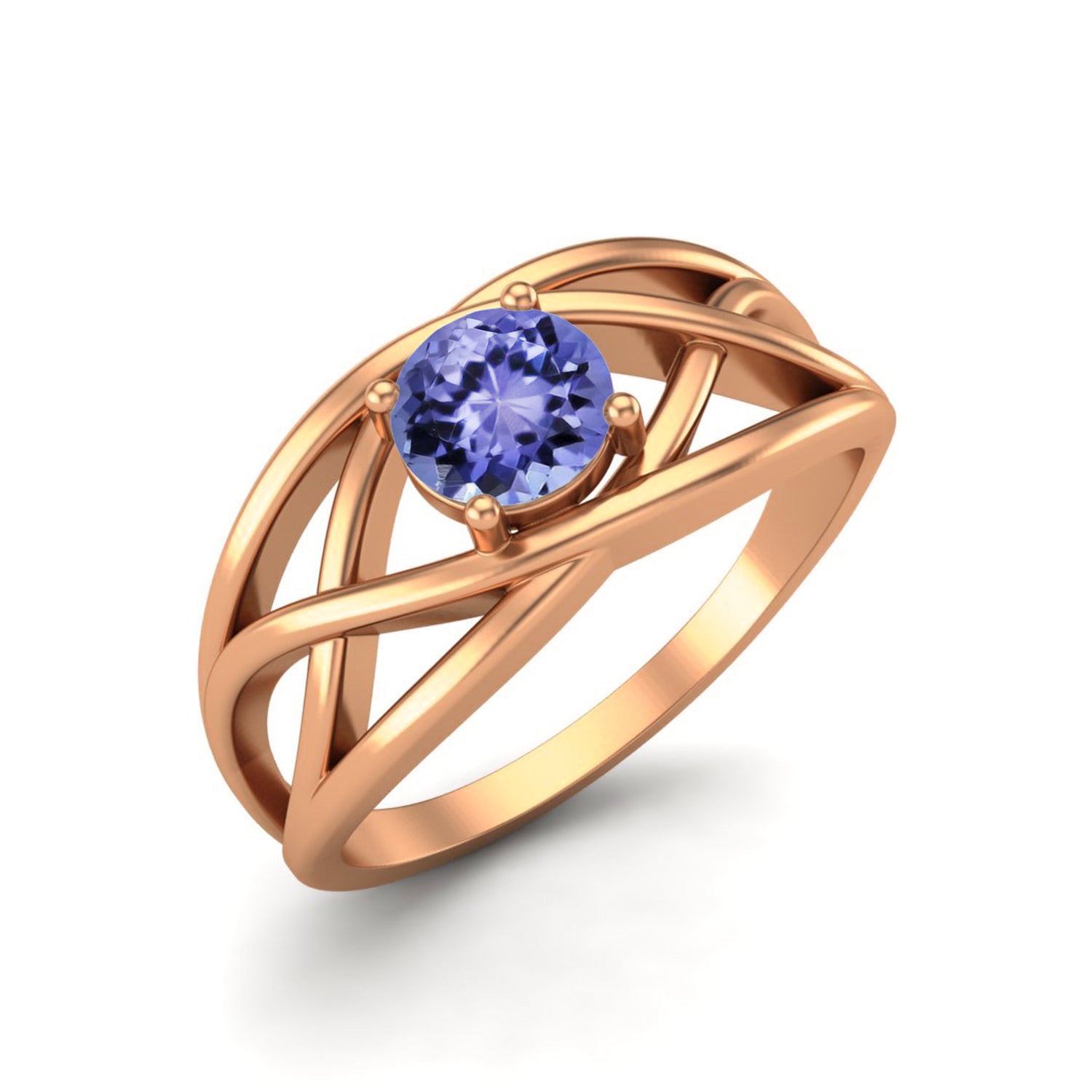 Tanzanite Crisscross Band Ring – Sterling Silver