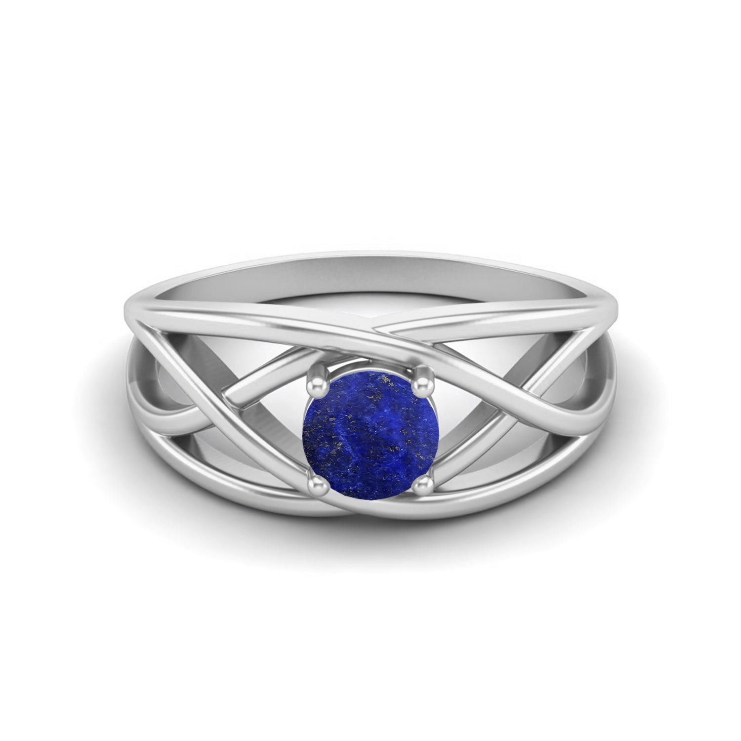 Lapis Crisscross Band Ring – Sterling Silver