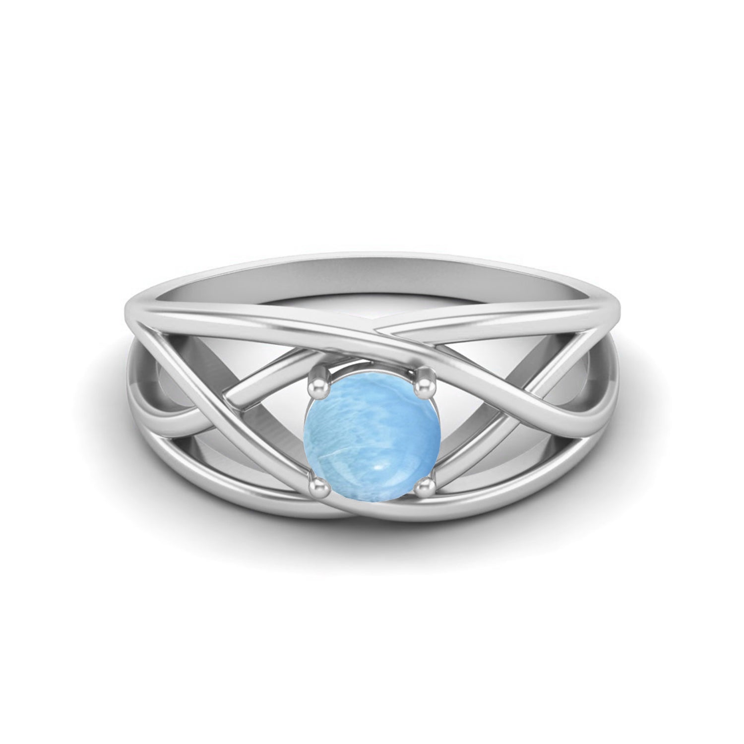 Larimar Crisscross Band Ring – Sterling Silver