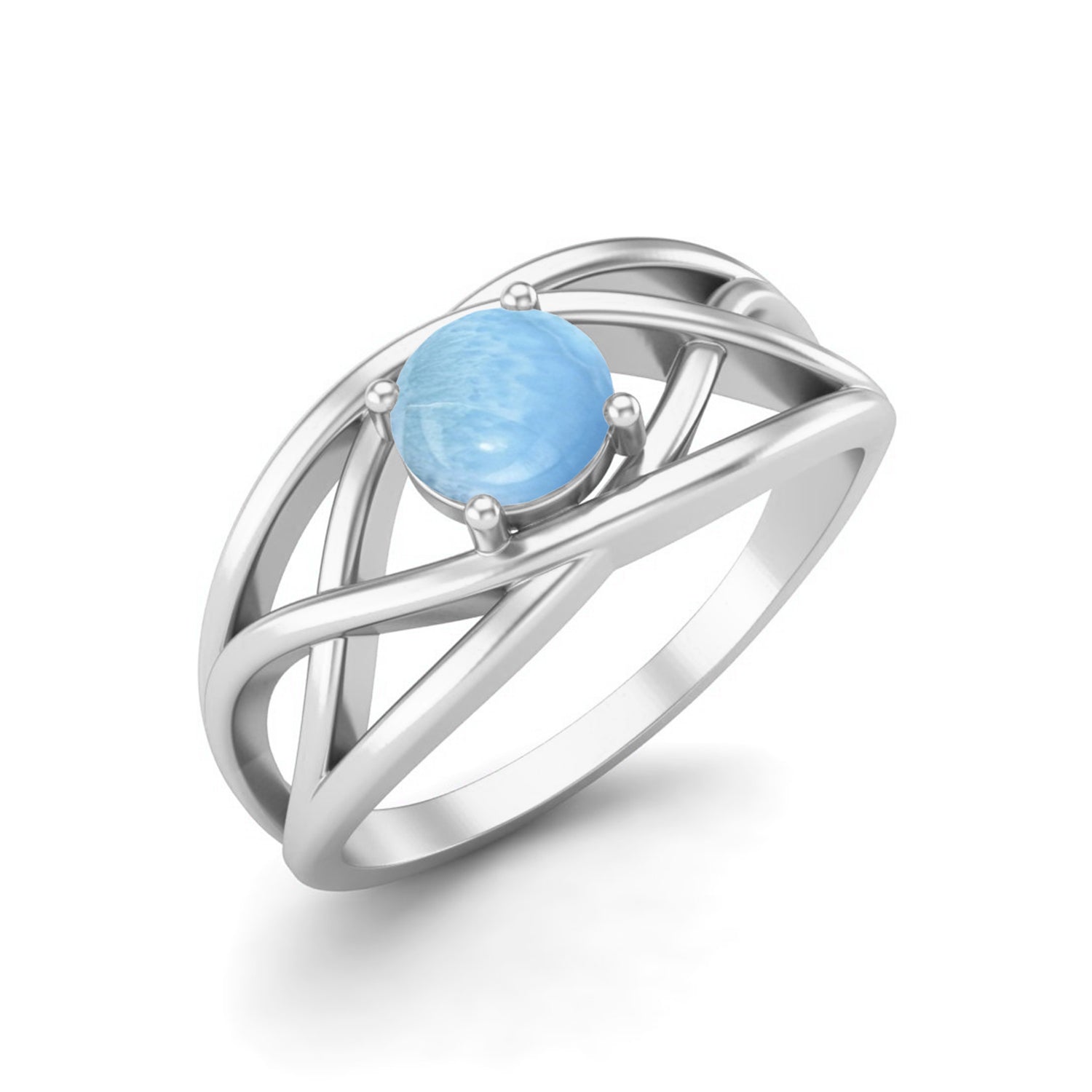 Larimar Crisscross Band Ring – Sterling Silver