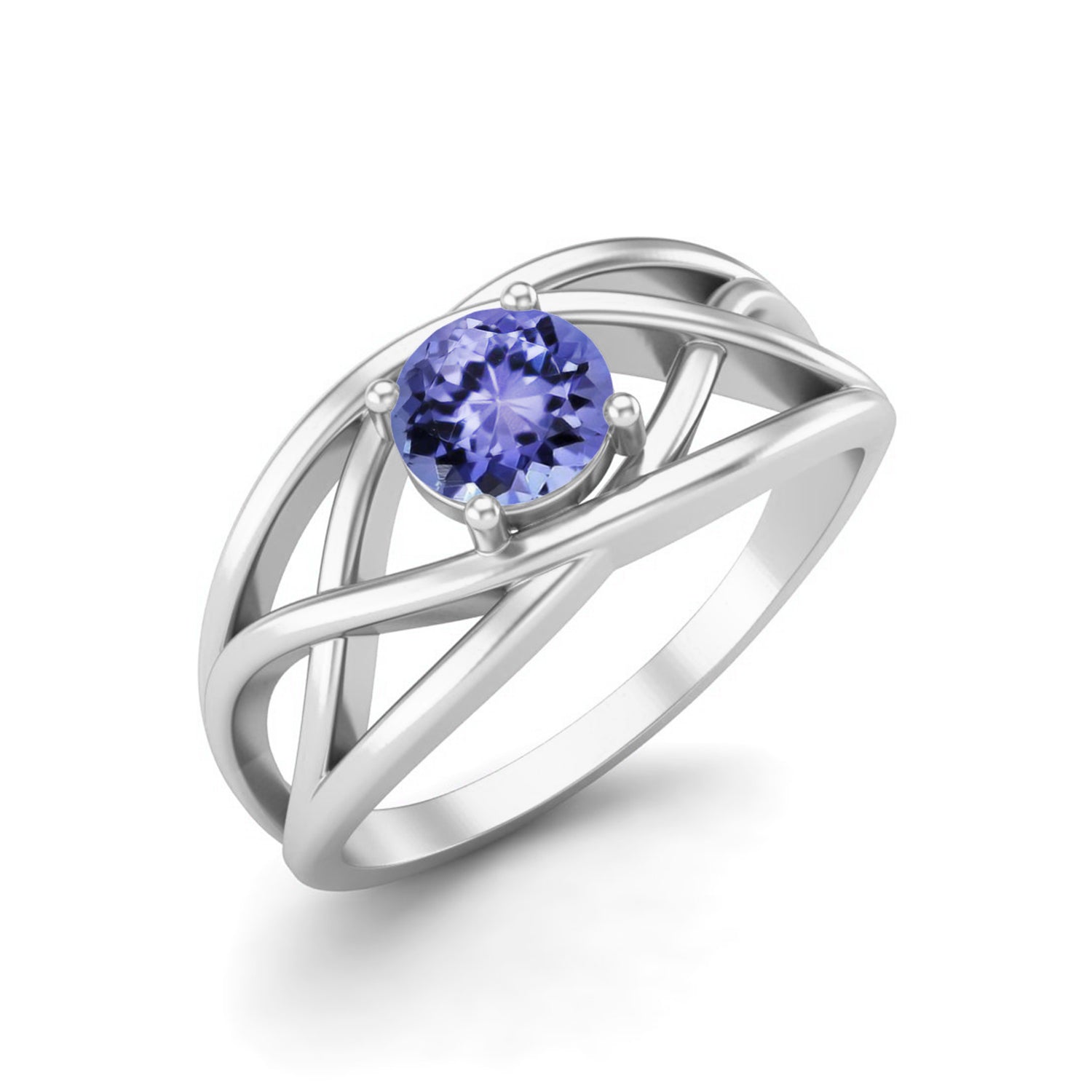 Tanzanite Crisscross Band Ring – Sterling Silver