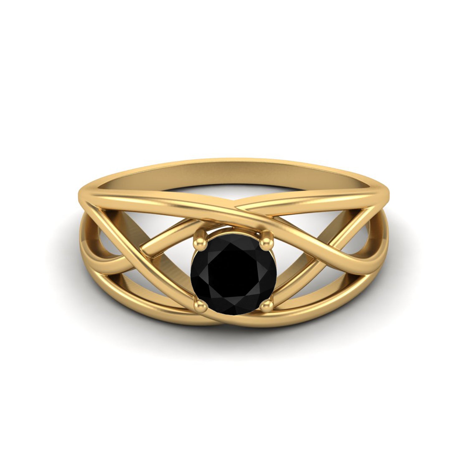 Black Spinel Crisscross Band Ring – Sterling Silver