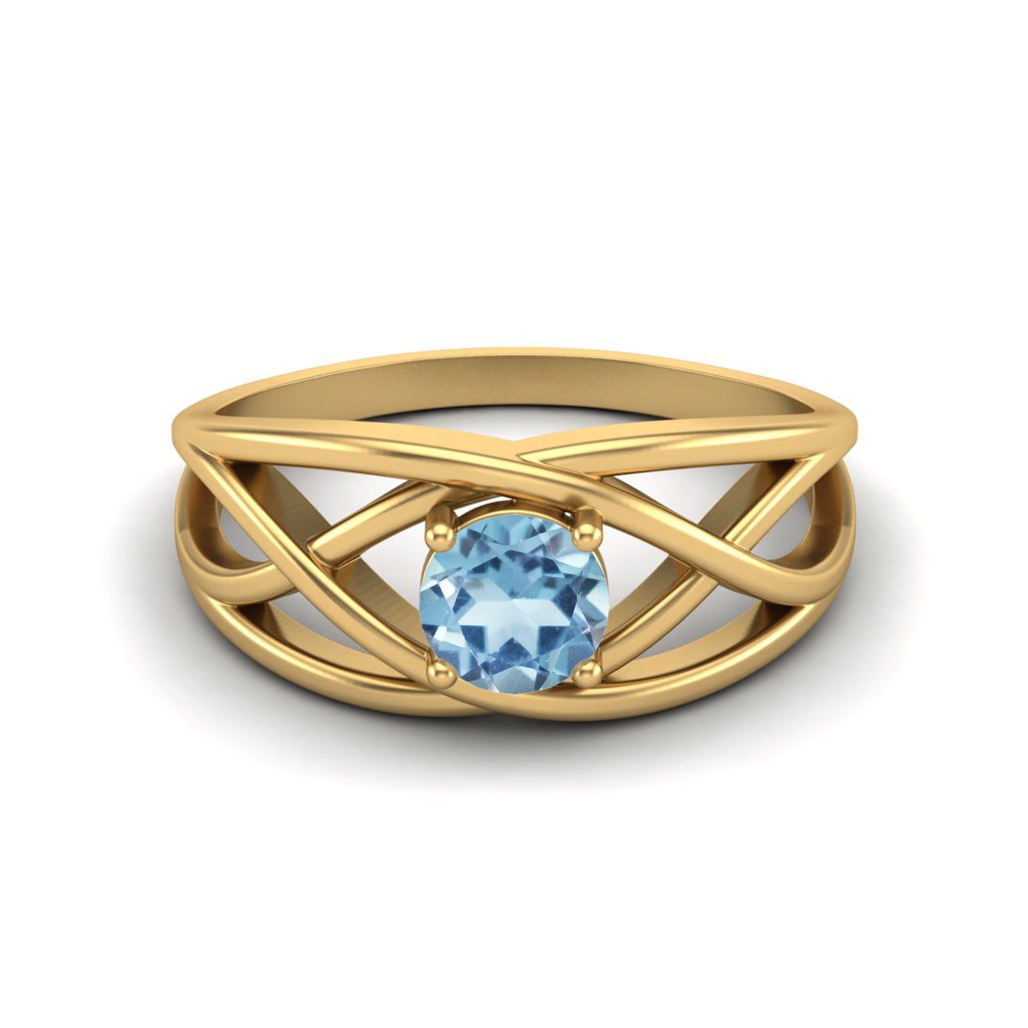 Blue Topaz Crisscross Band Ring – Sterling Silver