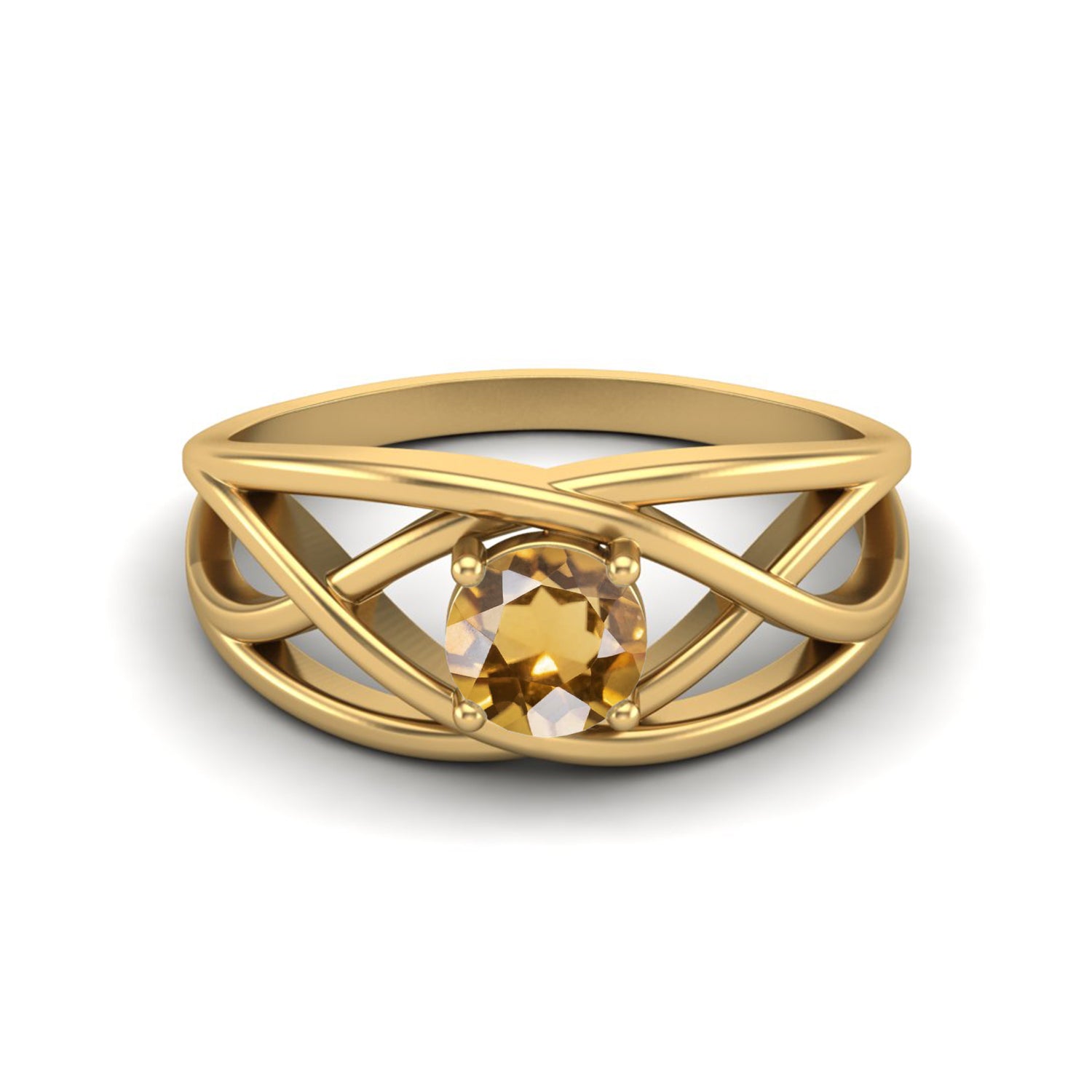 Citrine Crisscross Band Ring – Sterling Silver