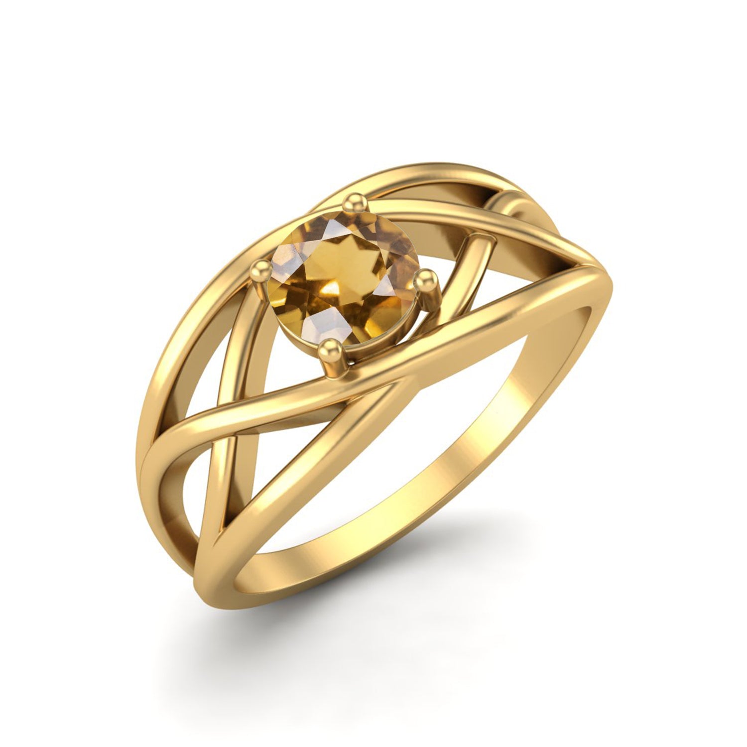 Citrine Crisscross Band Ring – Sterling Silver