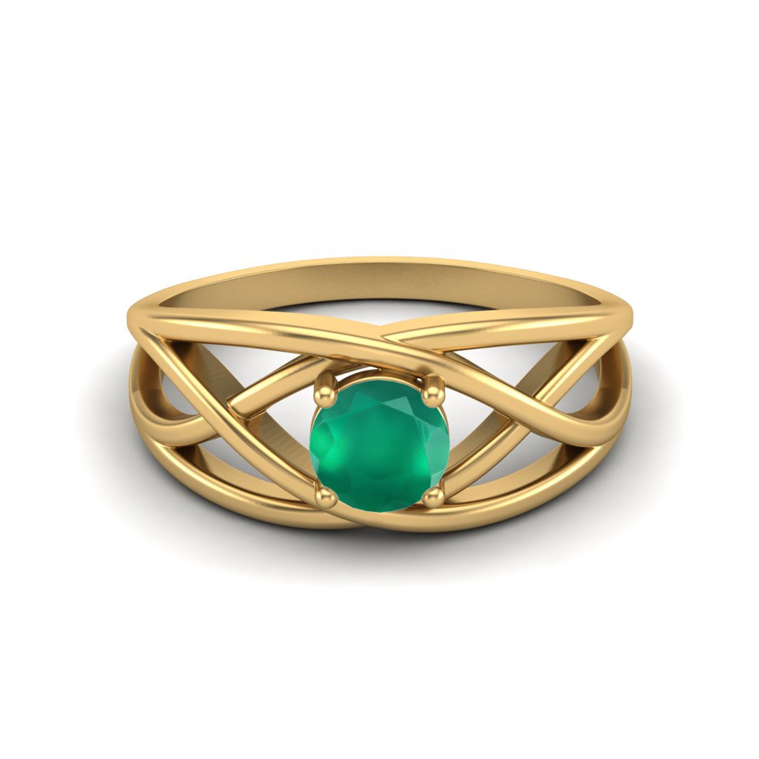 Green Onyx Crisscross Band Ring – Sterling Silver