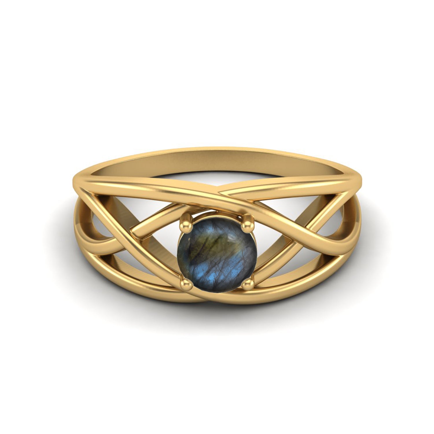 Labradorite Crisscross Band Ring – Sterling Silver