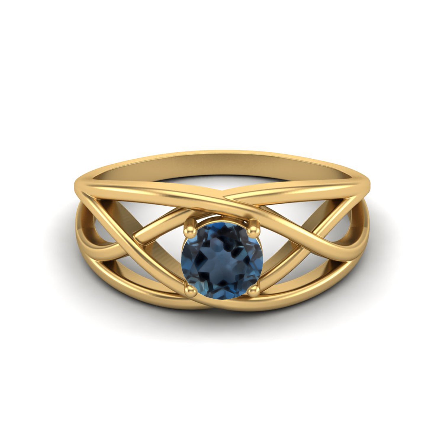 London Blue Topaz Crisscross Open Band Ring – Sterling Silver