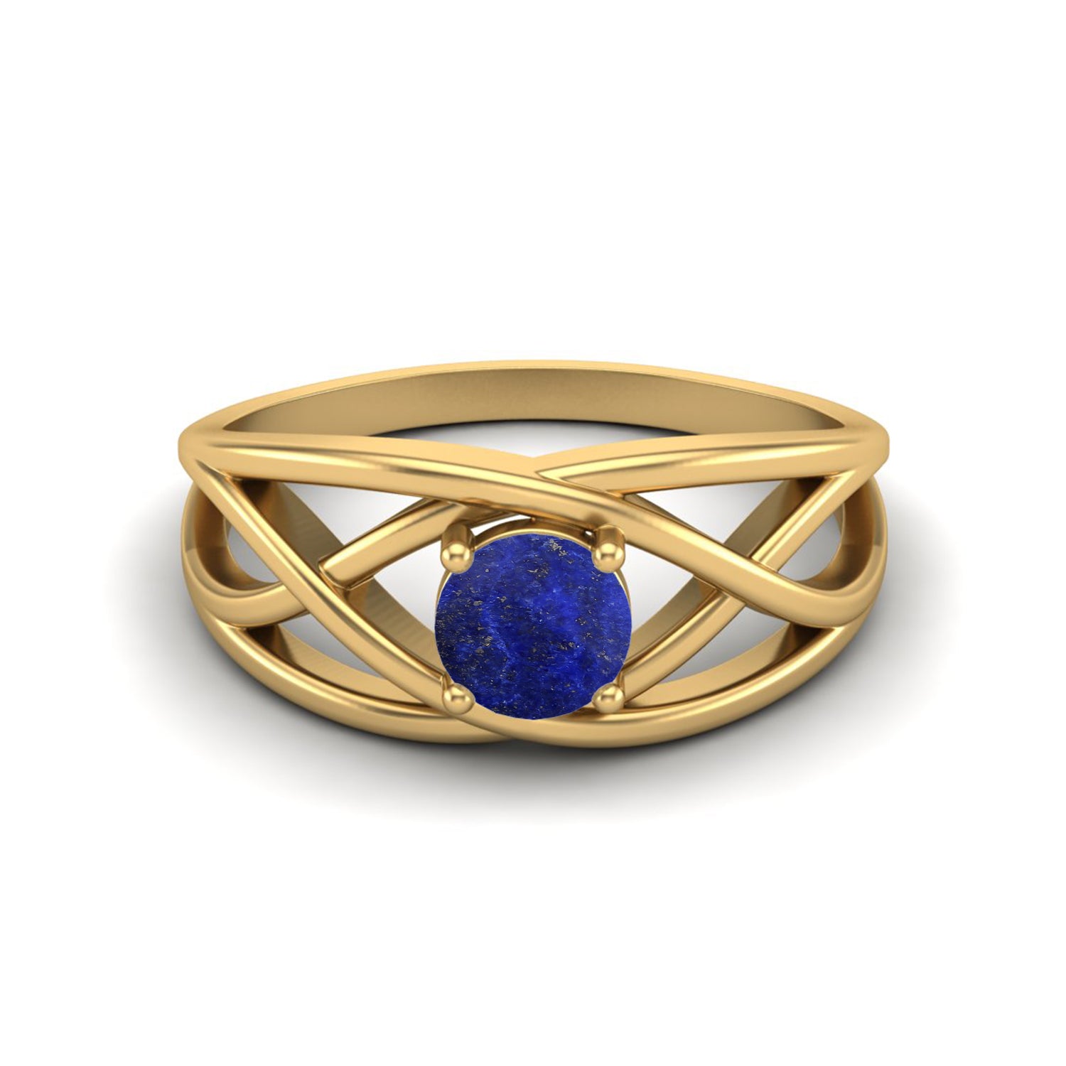 Lapis Crisscross Band Ring – Sterling Silver