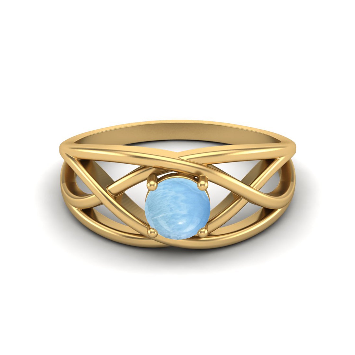 Larimar Crisscross Band Ring – Sterling Silver