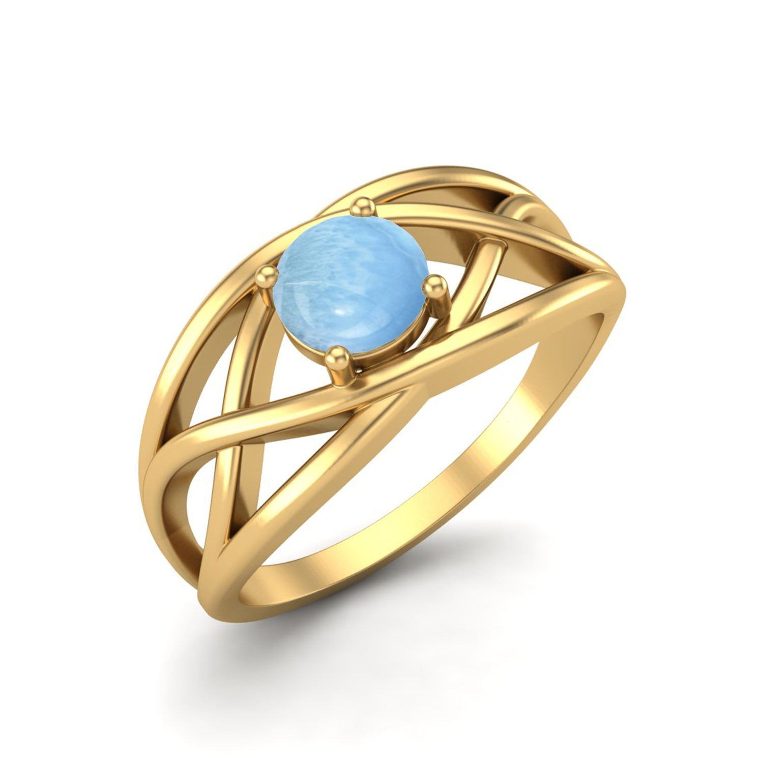 Larimar Crisscross Band Ring – Sterling Silver