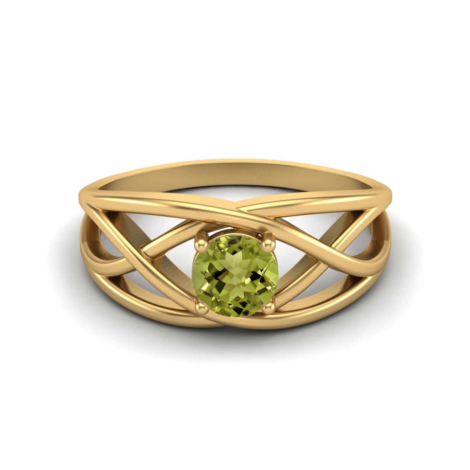 Peridot Crisscross Band Ring – Sterling Silver