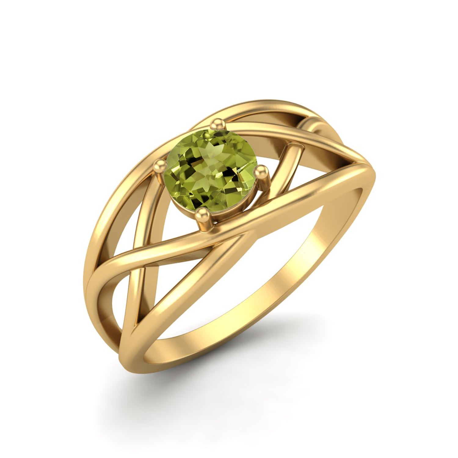 Peridot Crisscross Band Ring – Sterling Silver