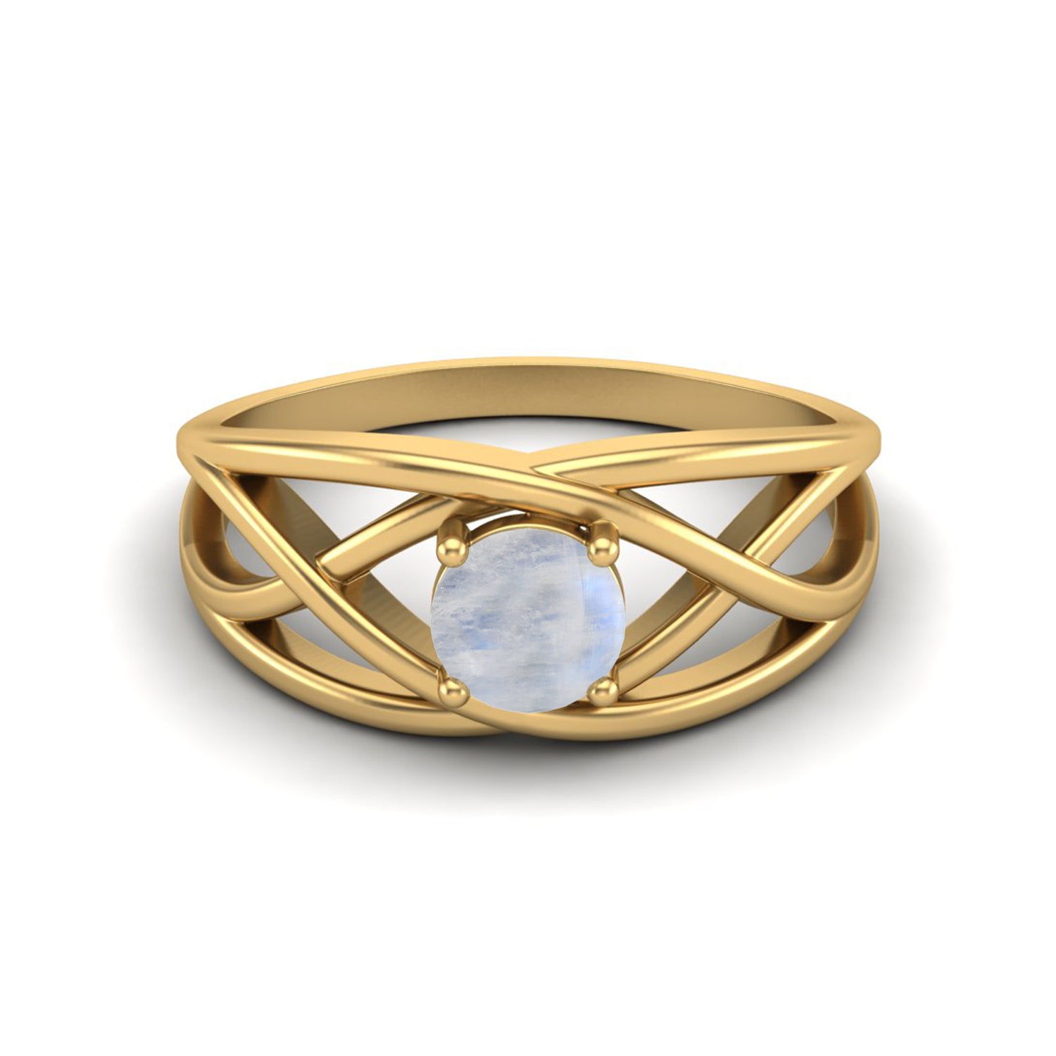 Moonstone Crisscross Band Ring – Sterling Silver