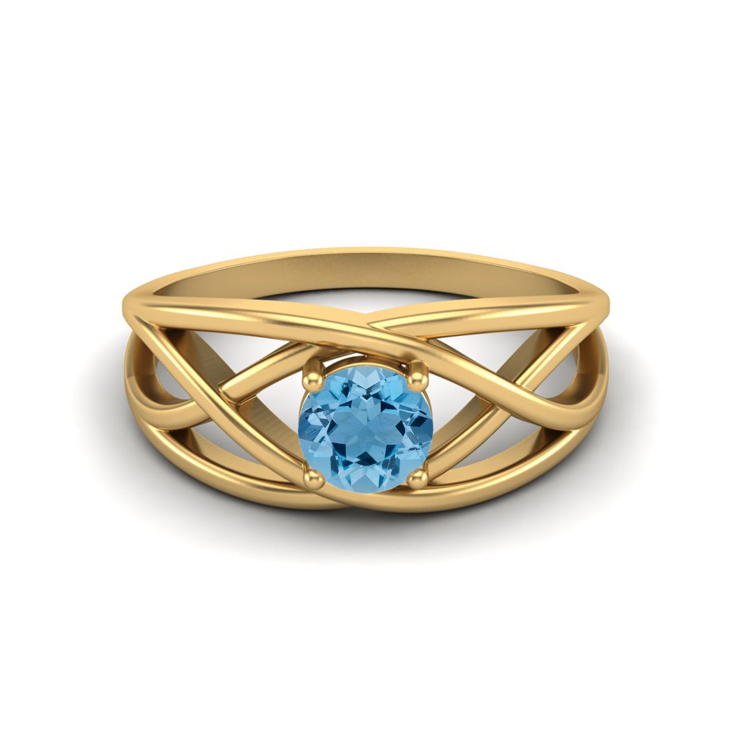 Swiss Blue Topaz Crisscross Band Ring – Sterling Silver