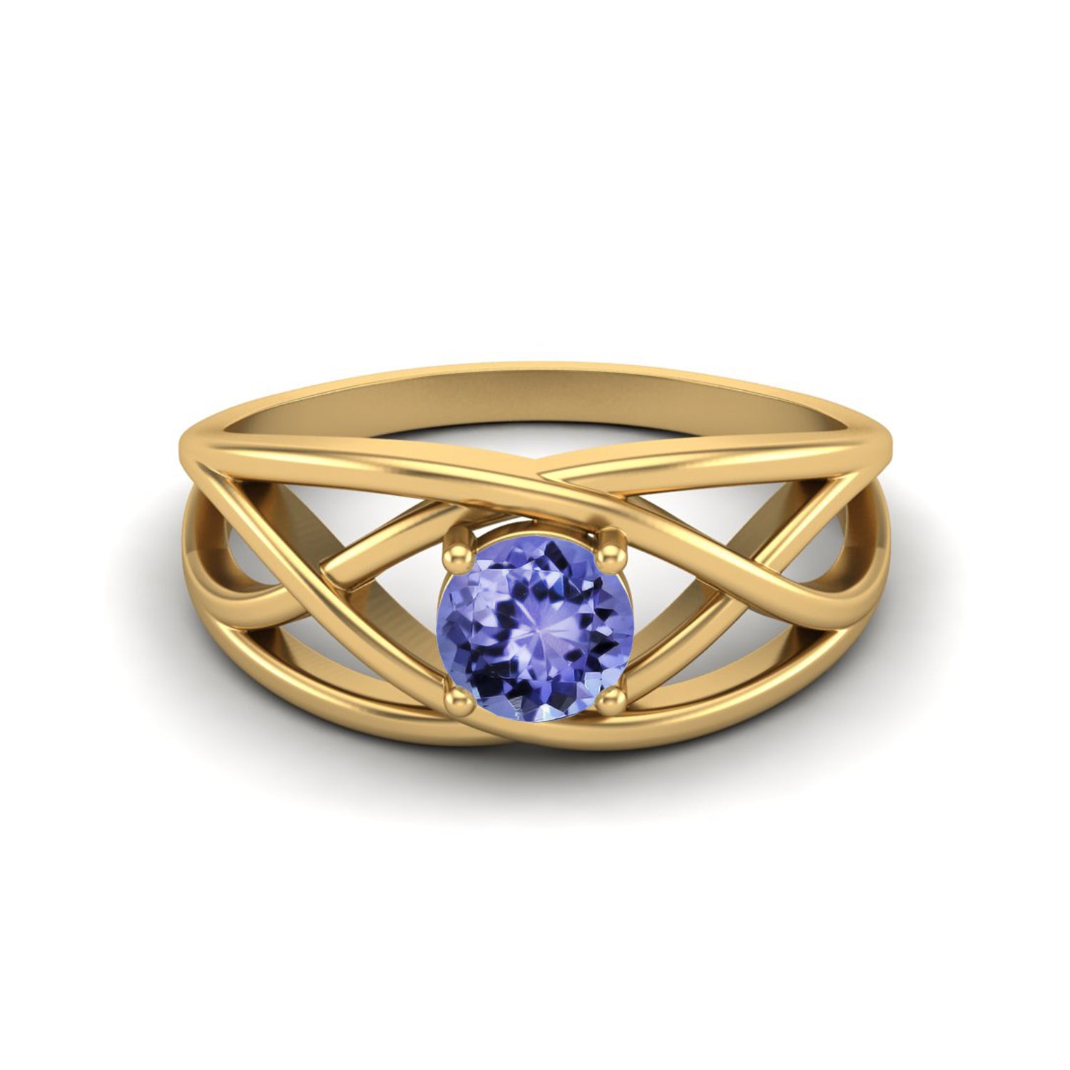 Tanzanite Crisscross Band Ring – Sterling Silver