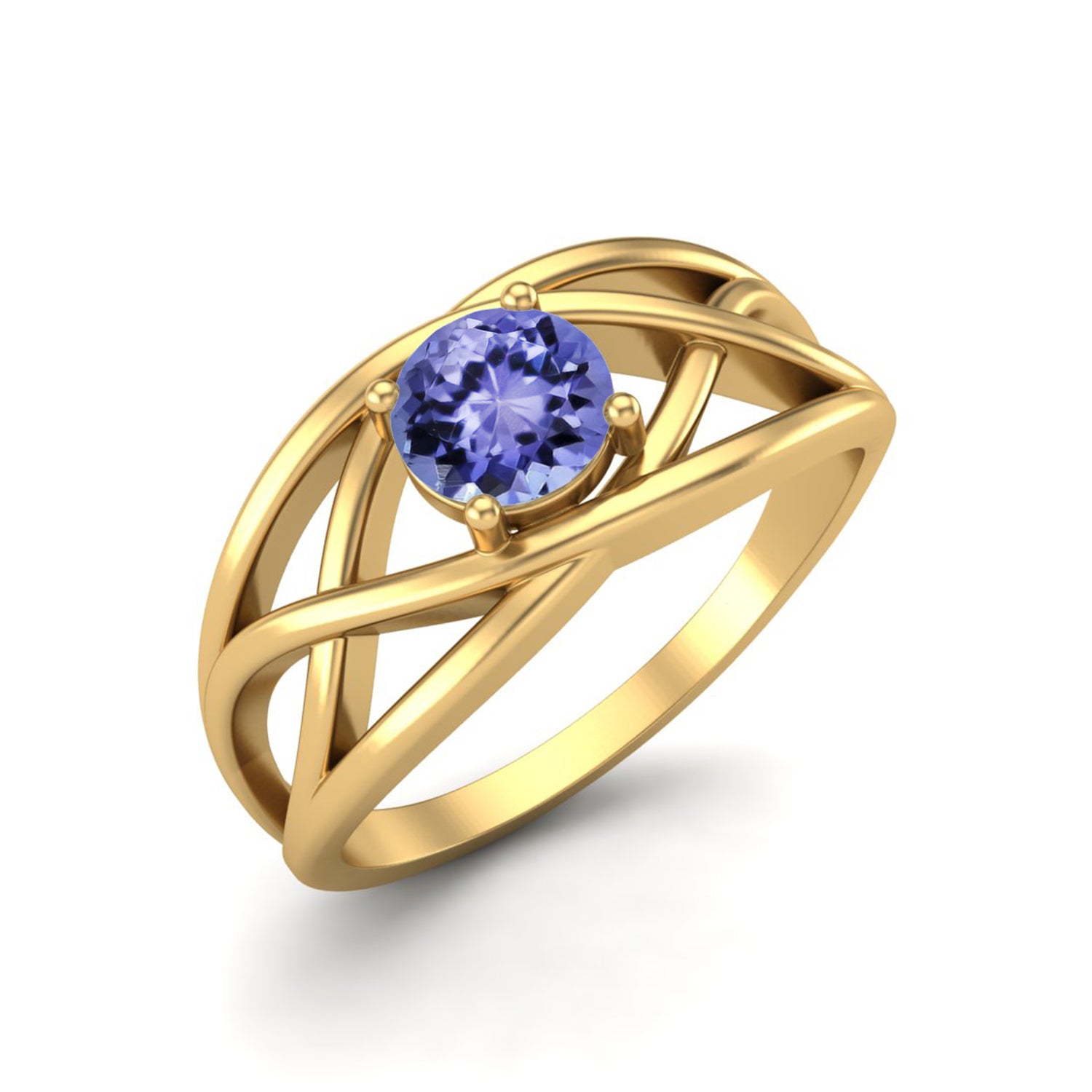 Tanzanite Crisscross Band Ring – Sterling Silver