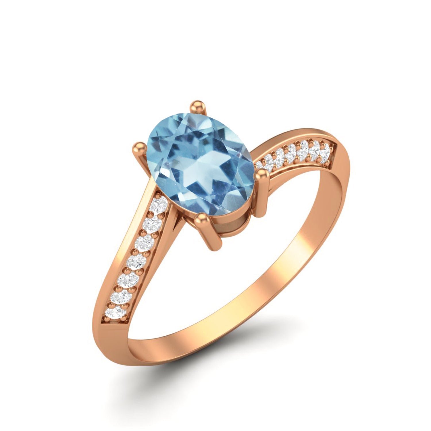 Anello solitario ovale in argento sterling 925 con topazio blu per donna