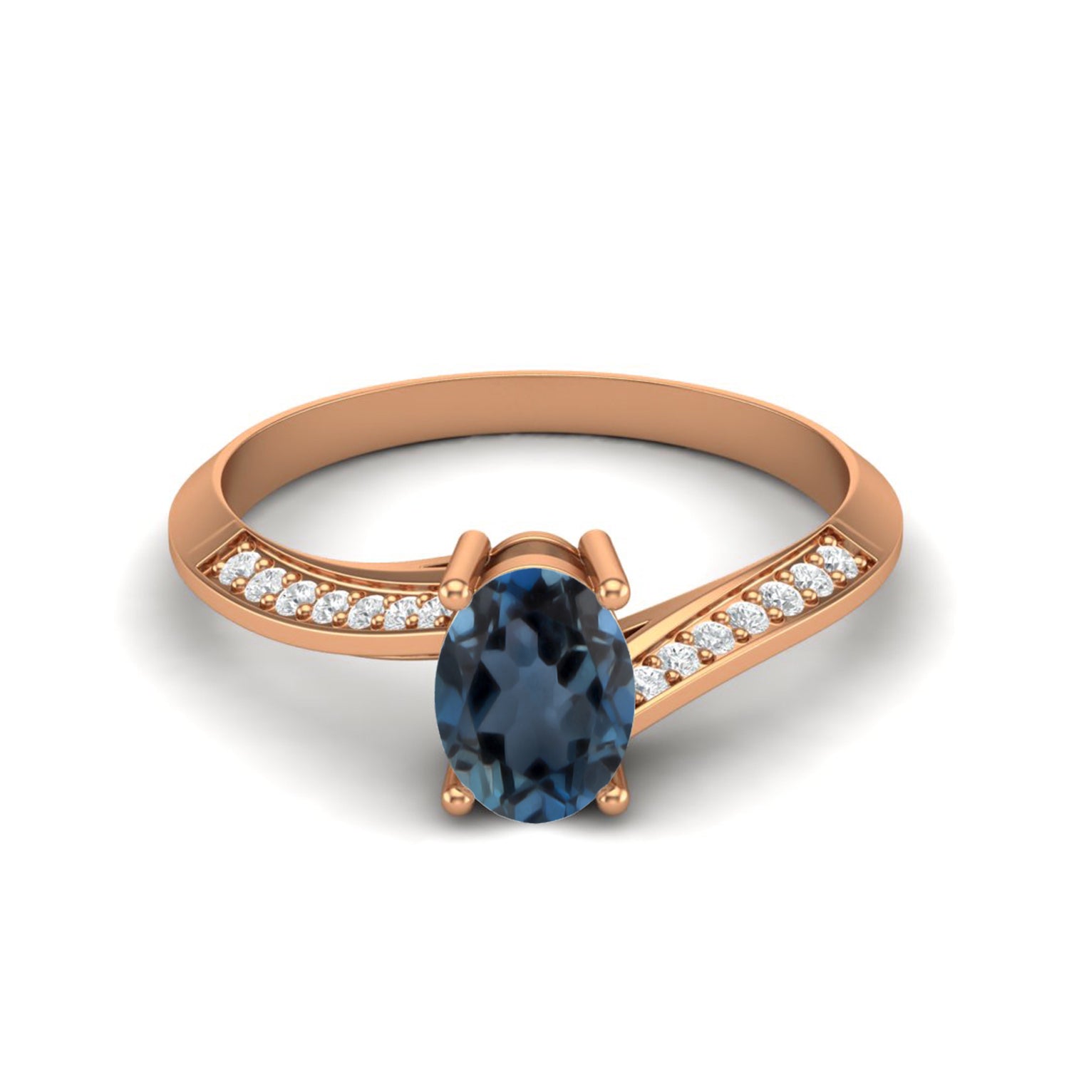 London Blue Topaz Tapered Accent Band Ring – Sterling Silver