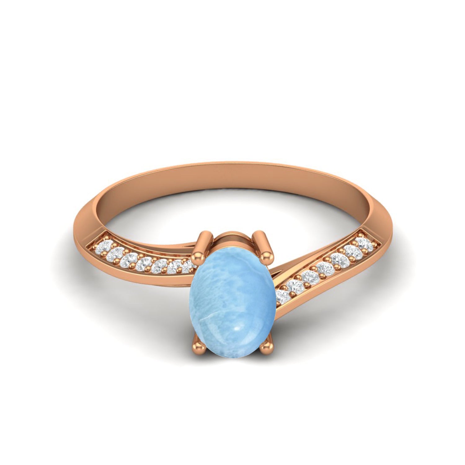 Anello nuziale solitario in larimar da 1,56 carati, anello in argento sterling 925