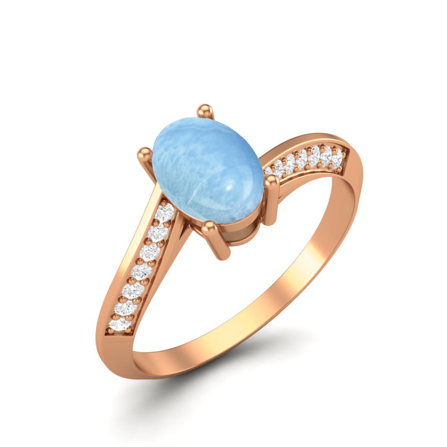 Anello nuziale solitario in larimar da 1,56 carati, anello in argento sterling 925