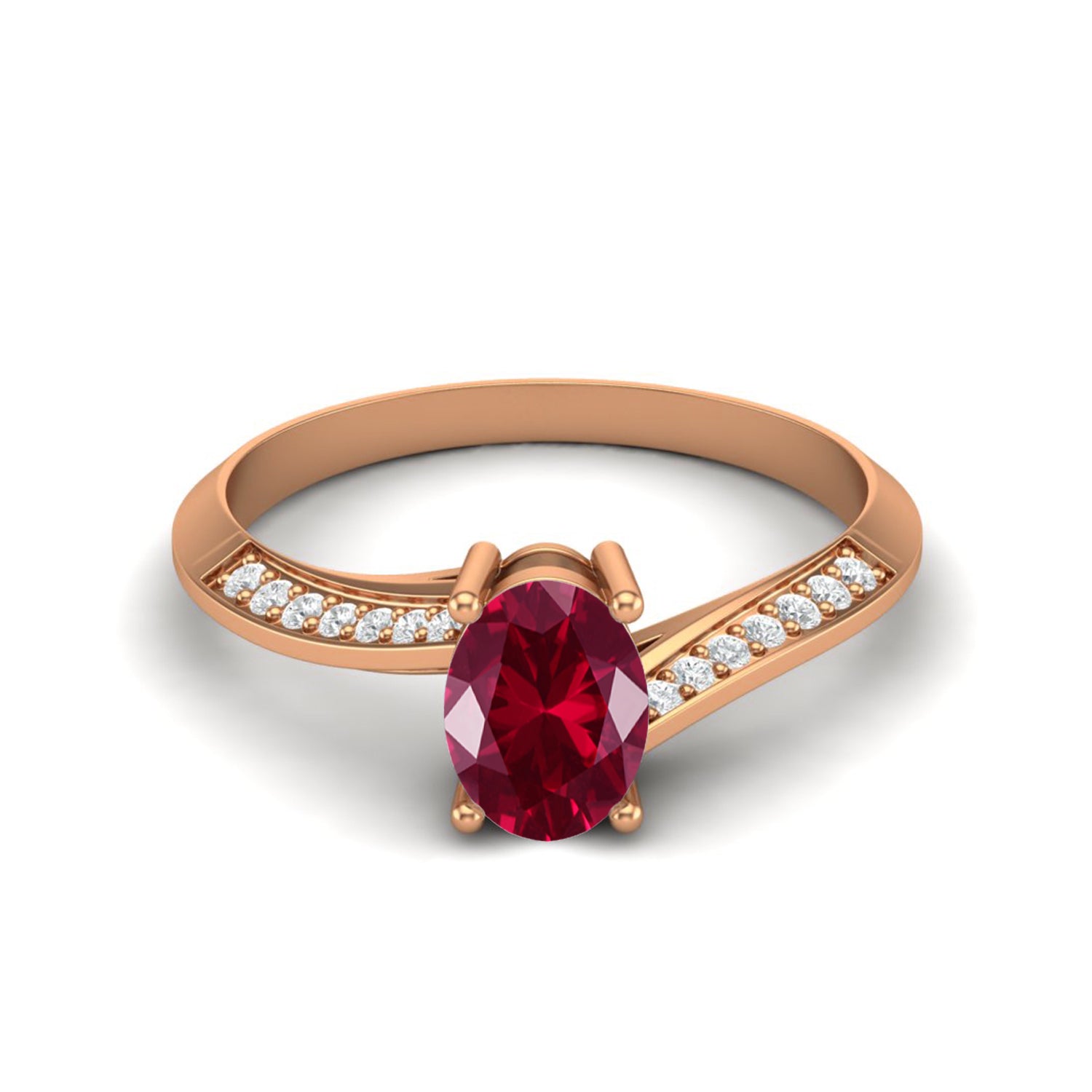 Ruby Oval Twisted Band Ring - Sterling Silver