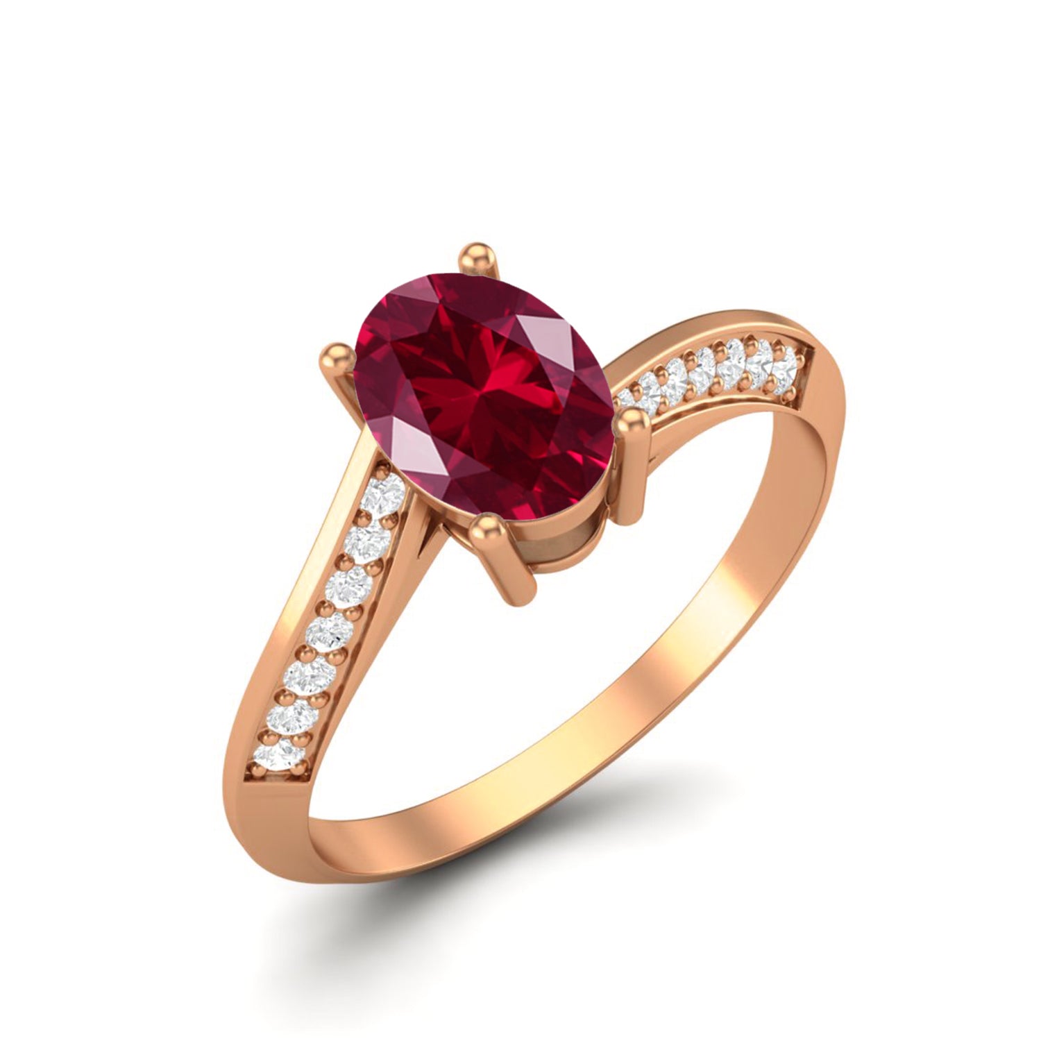Ruby Oval Twisted Band Ring - Sterling Silver