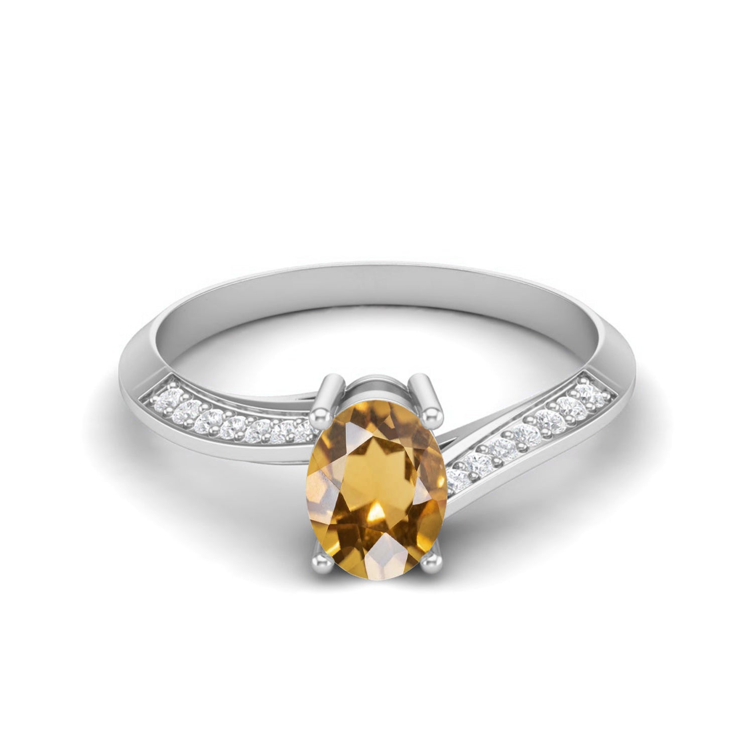 Citrine Bypass Band Design Ring – Sterling Silver