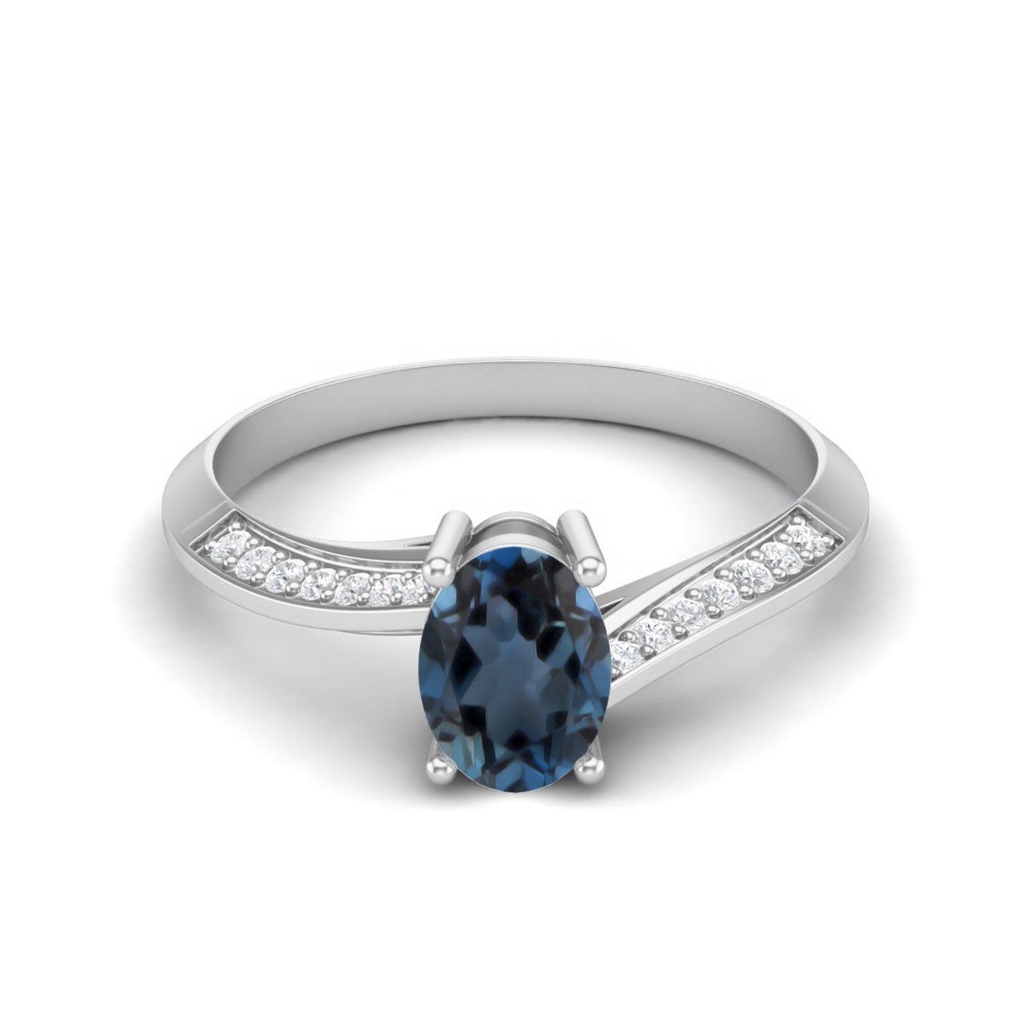 London Blue Topaz Tapered Accent Band Ring – Sterling Silver