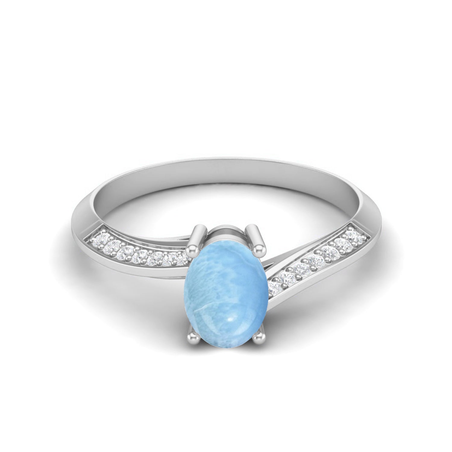 Anello nuziale solitario in larimar da 1,56 carati, anello in argento sterling 925
