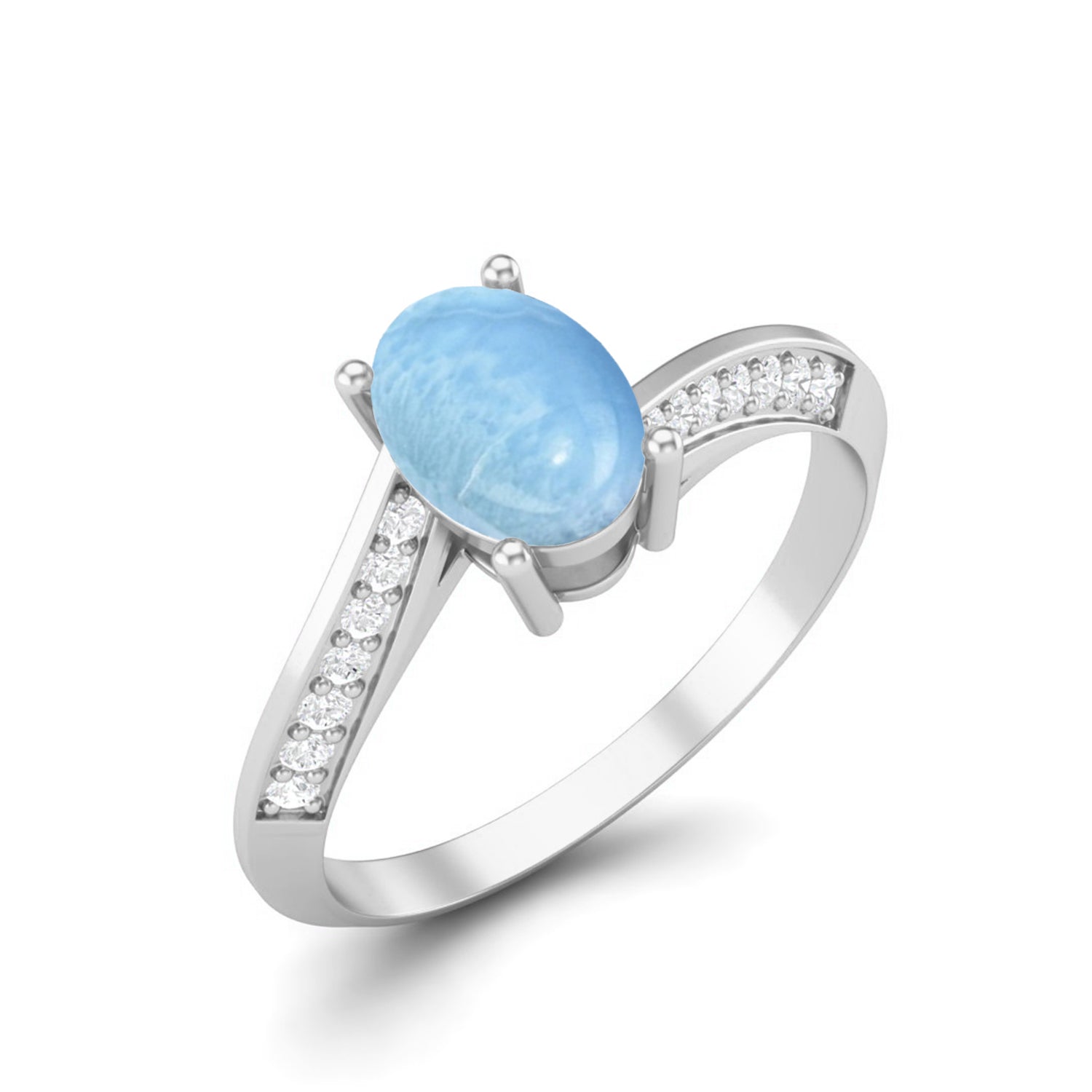 Anello nuziale solitario in larimar da 1,56 carati, anello in argento sterling 925