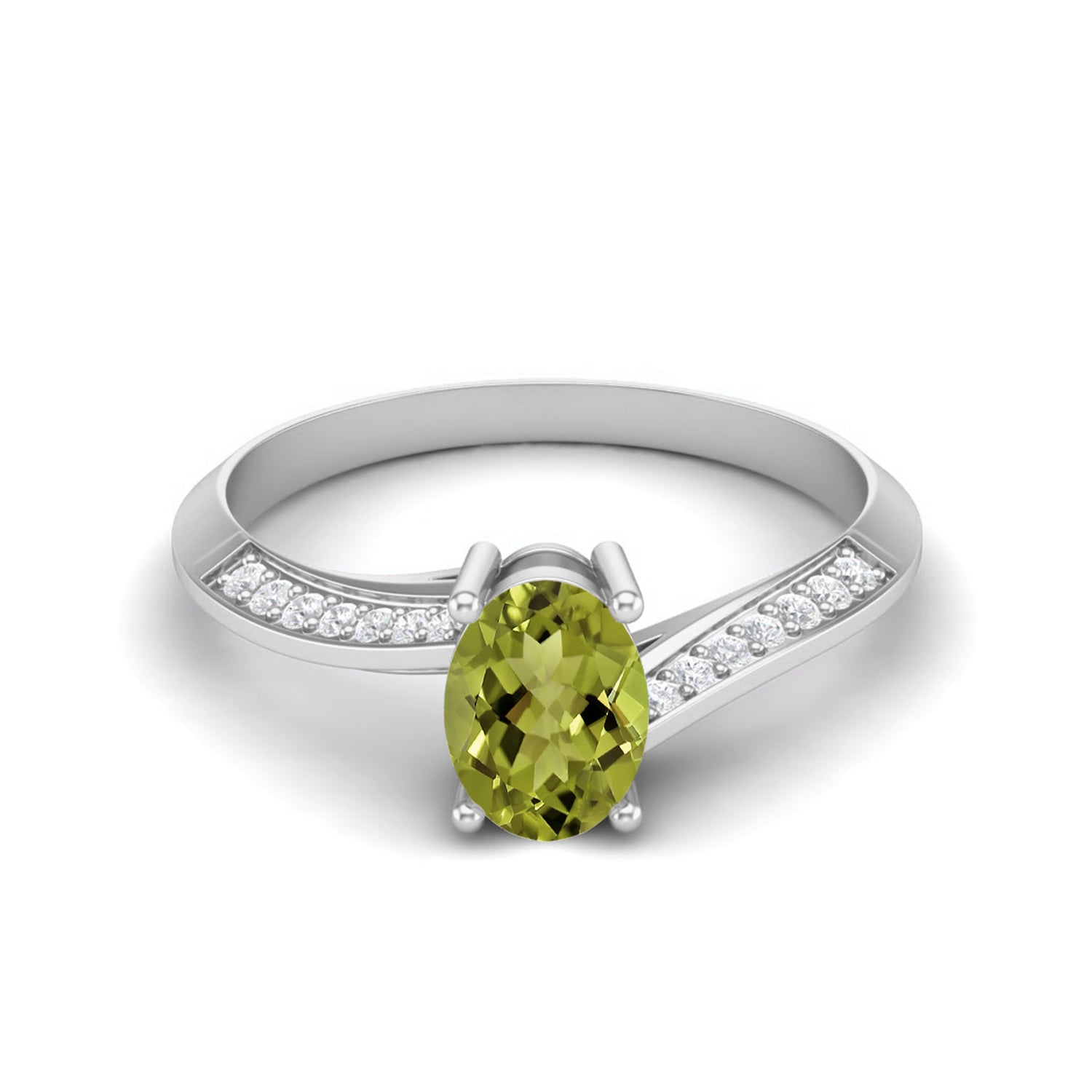 Peridot Tapered Accent Band Ring – Sterling Silver