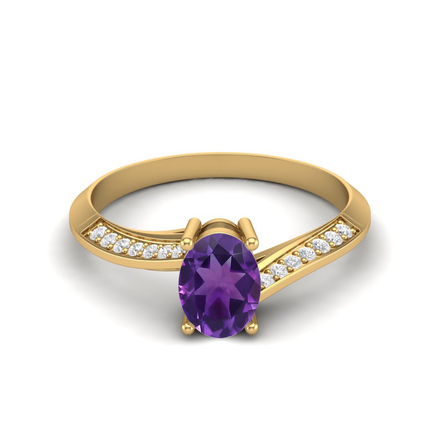 Amethyst Tapered Accent Band Ring – Sterling Silver