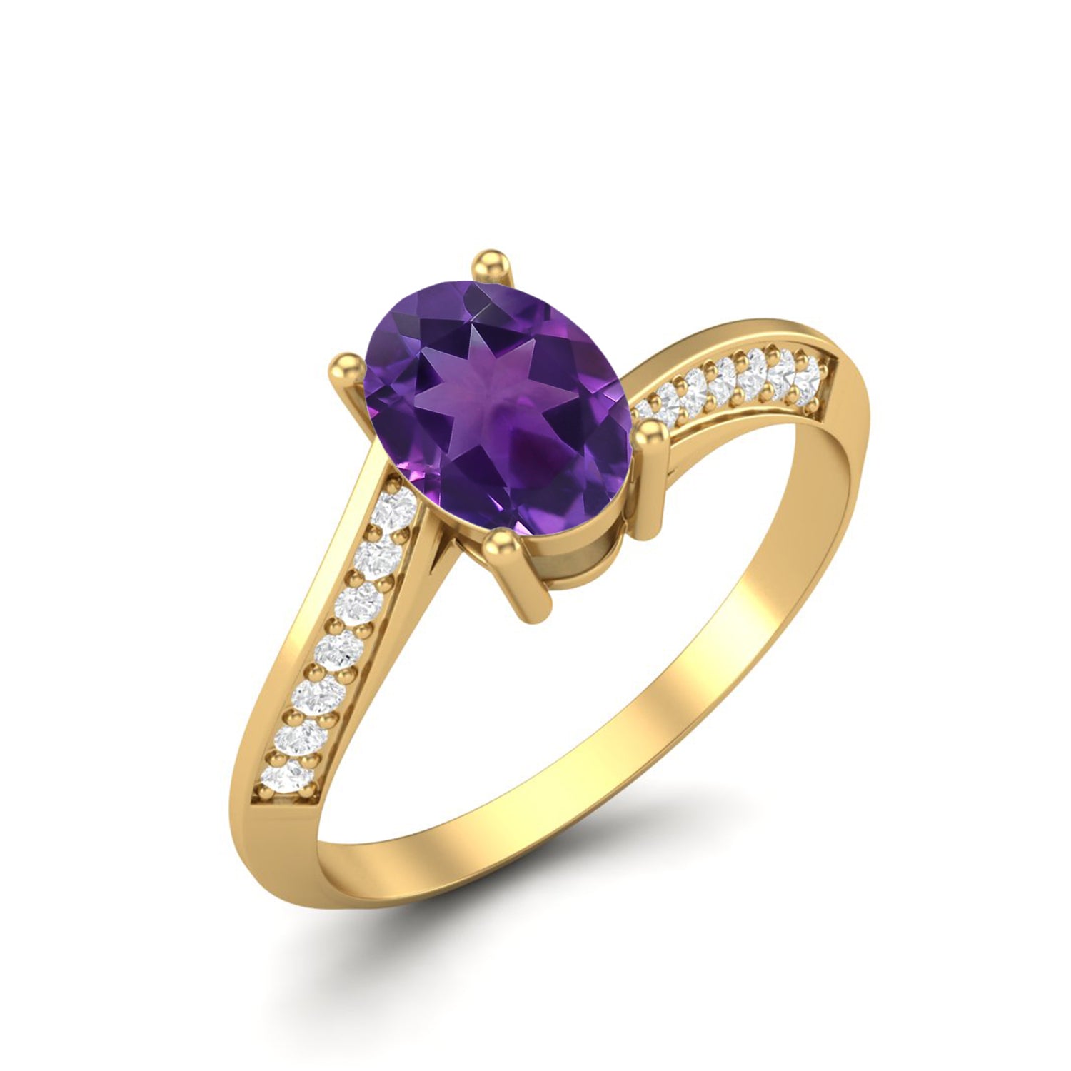 Amethyst Tapered Accent Band Ring – Sterling Silver