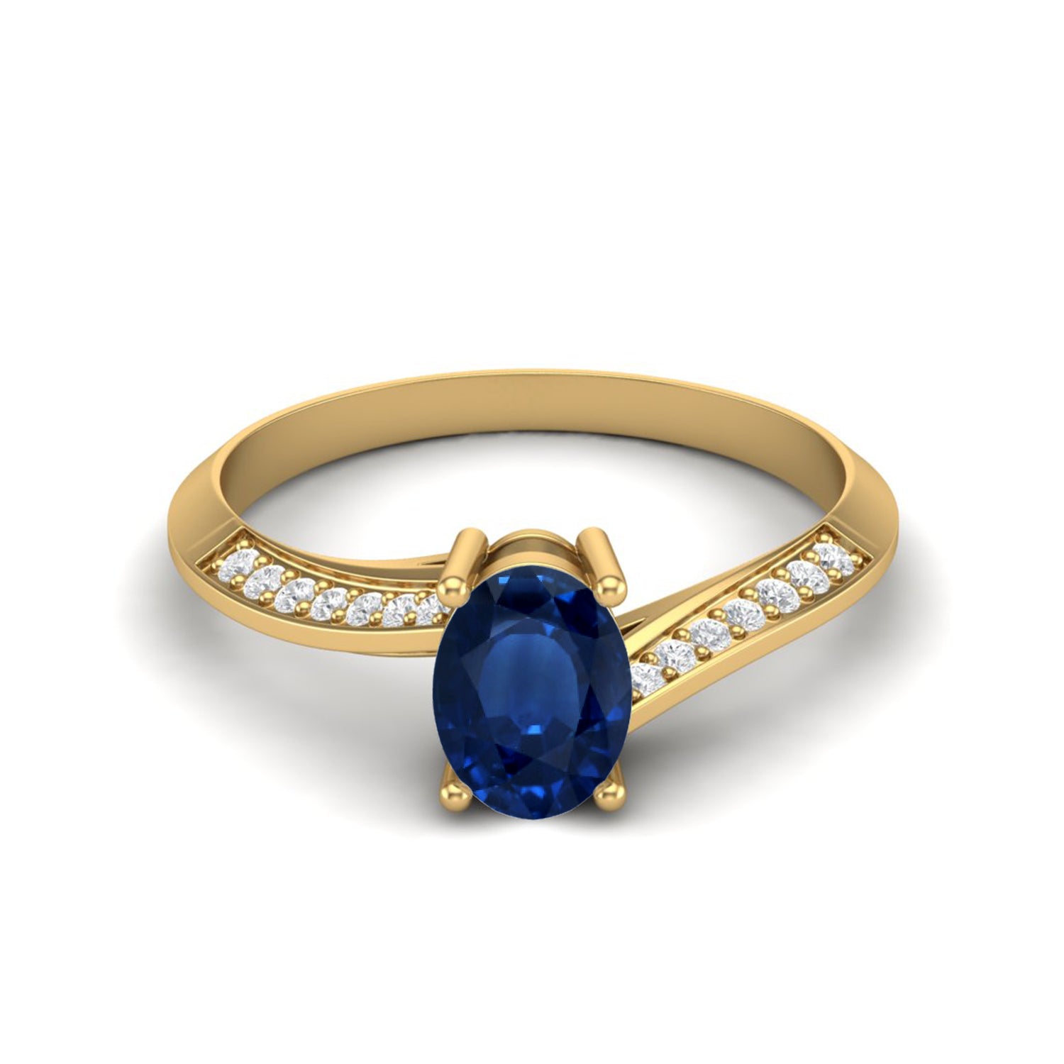 Blue Sapphire Tapered Accent Band Ring – Sterling Silver
