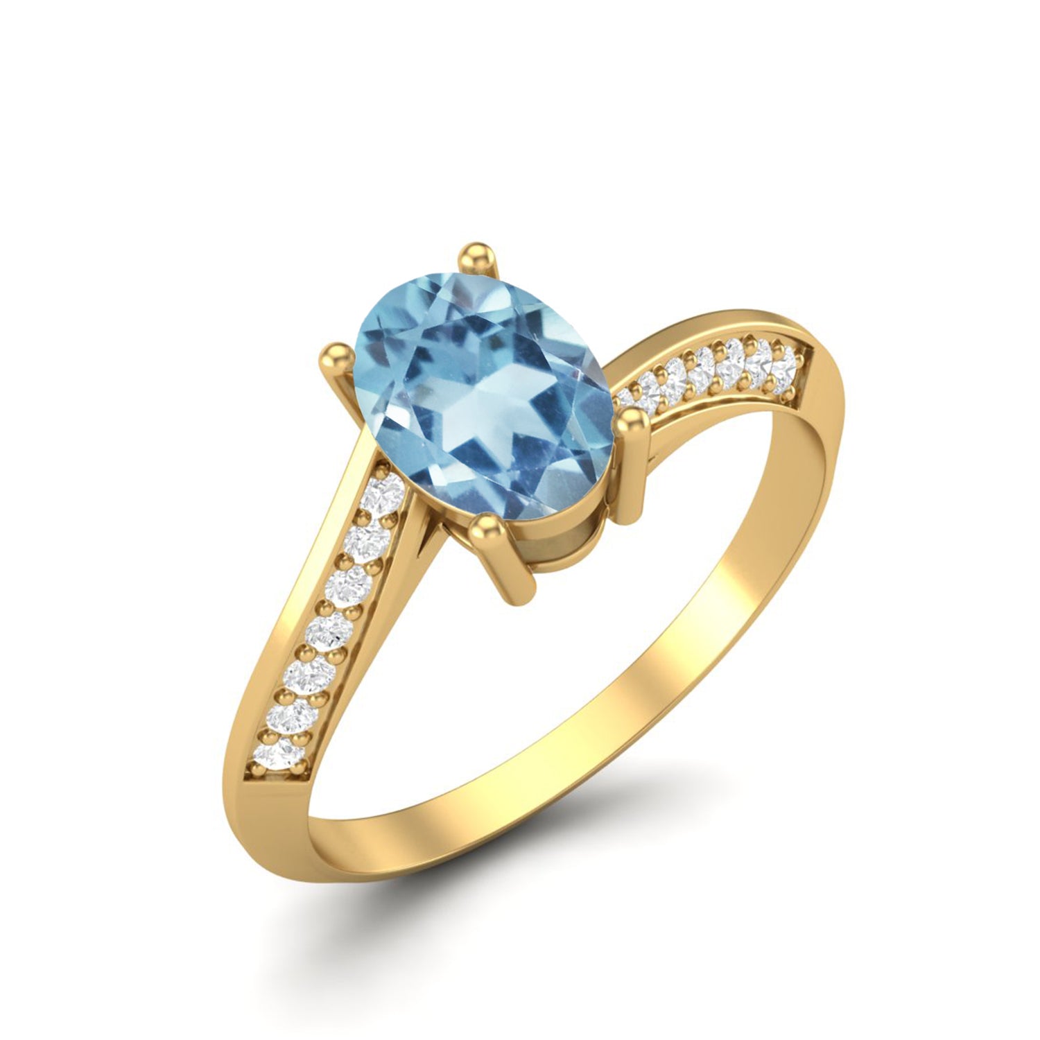 Anello solitario ovale in argento sterling 925 con topazio blu per donna