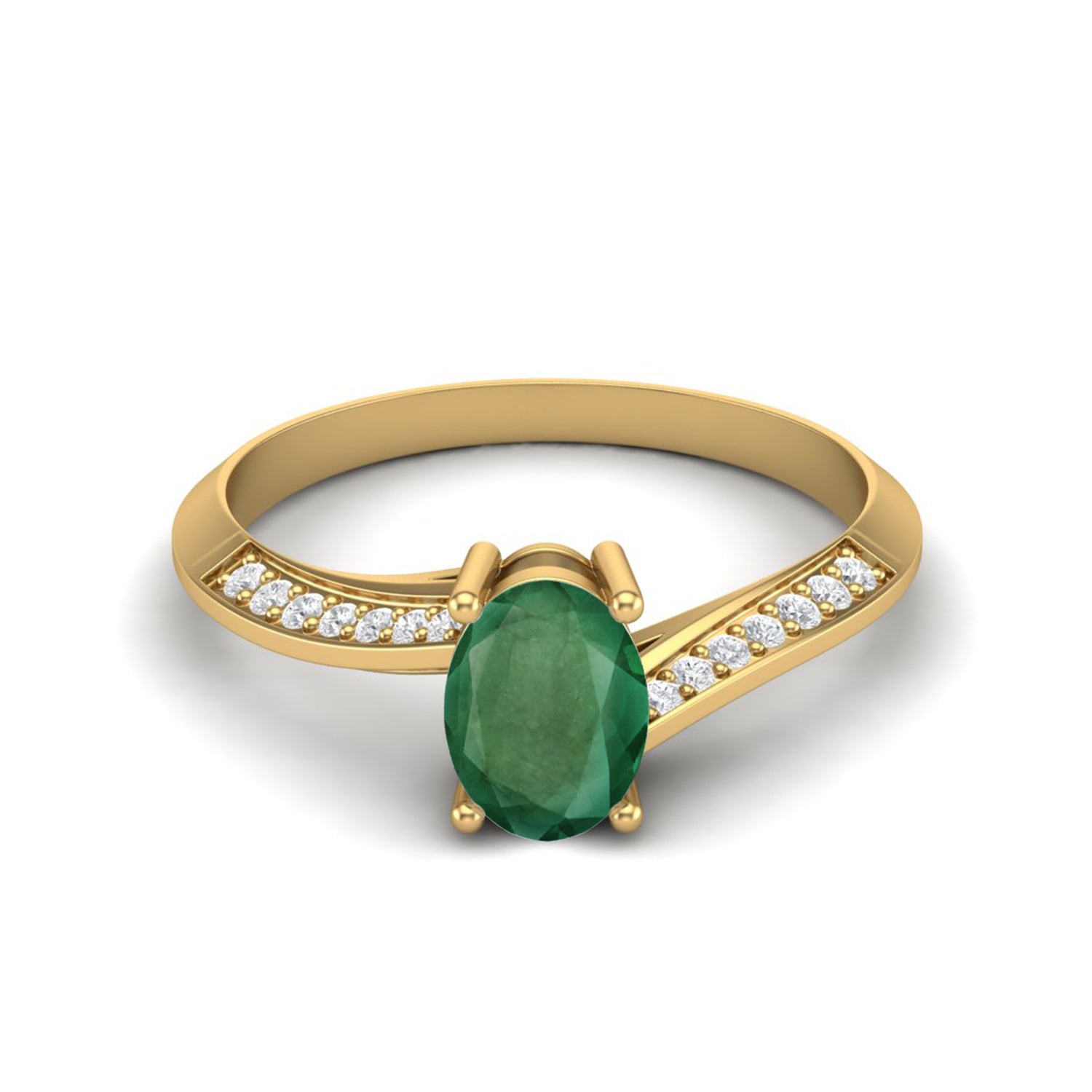 Emerald Bypass Band Design Ring – Sterling Silver