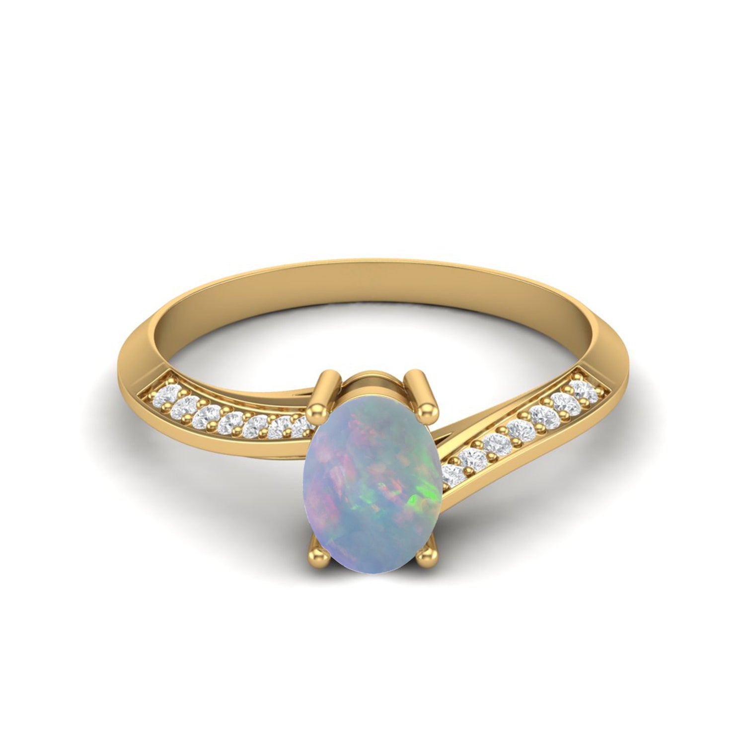 Opal Tapered Accent Band Ring – Sterling Silver