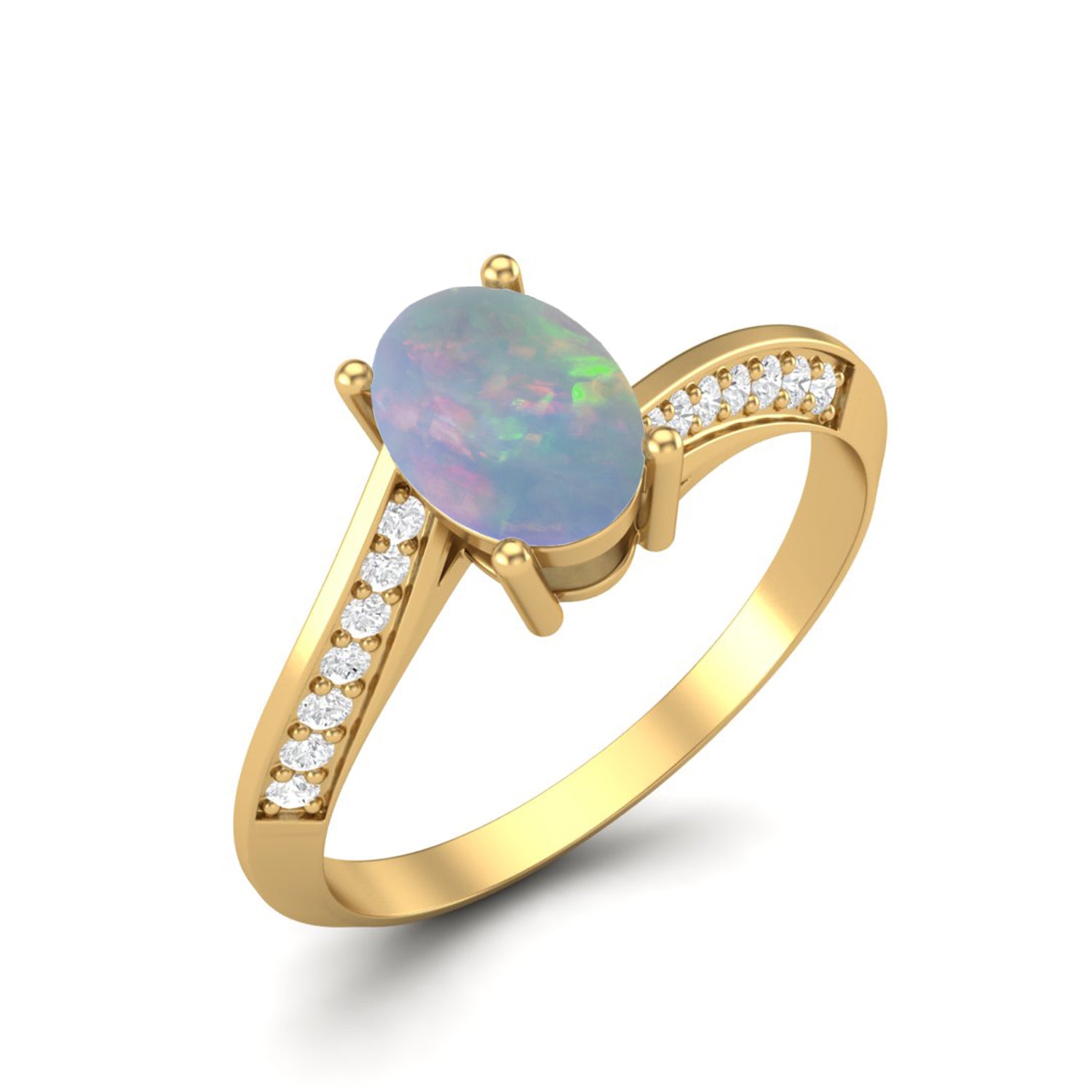 Opal Tapered Accent Band Ring – Sterling Silver