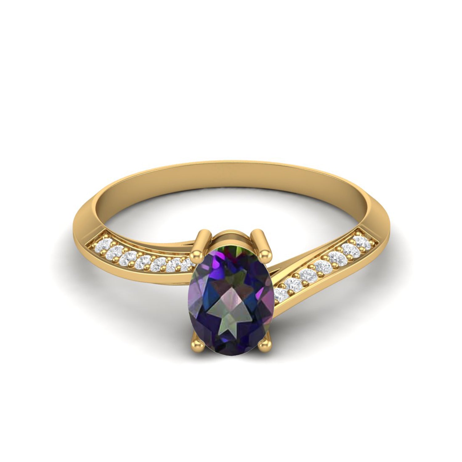 Mystic Topaz Tapered Accent Band Ring – Sterling Silver