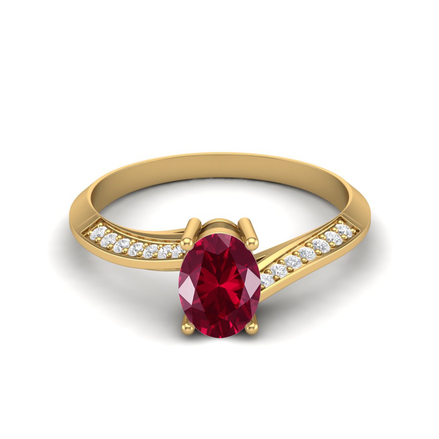 Ruby Oval Twisted Band Ring - Sterling Silver