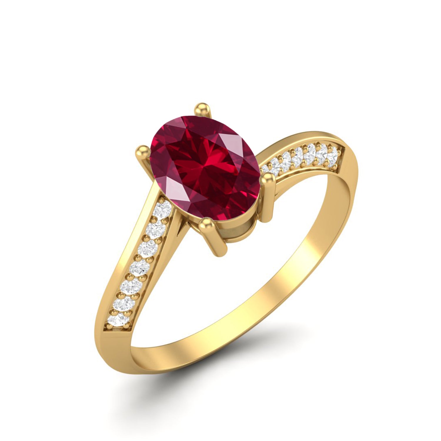 Ruby Oval Twisted Band Ring - Sterling Silver