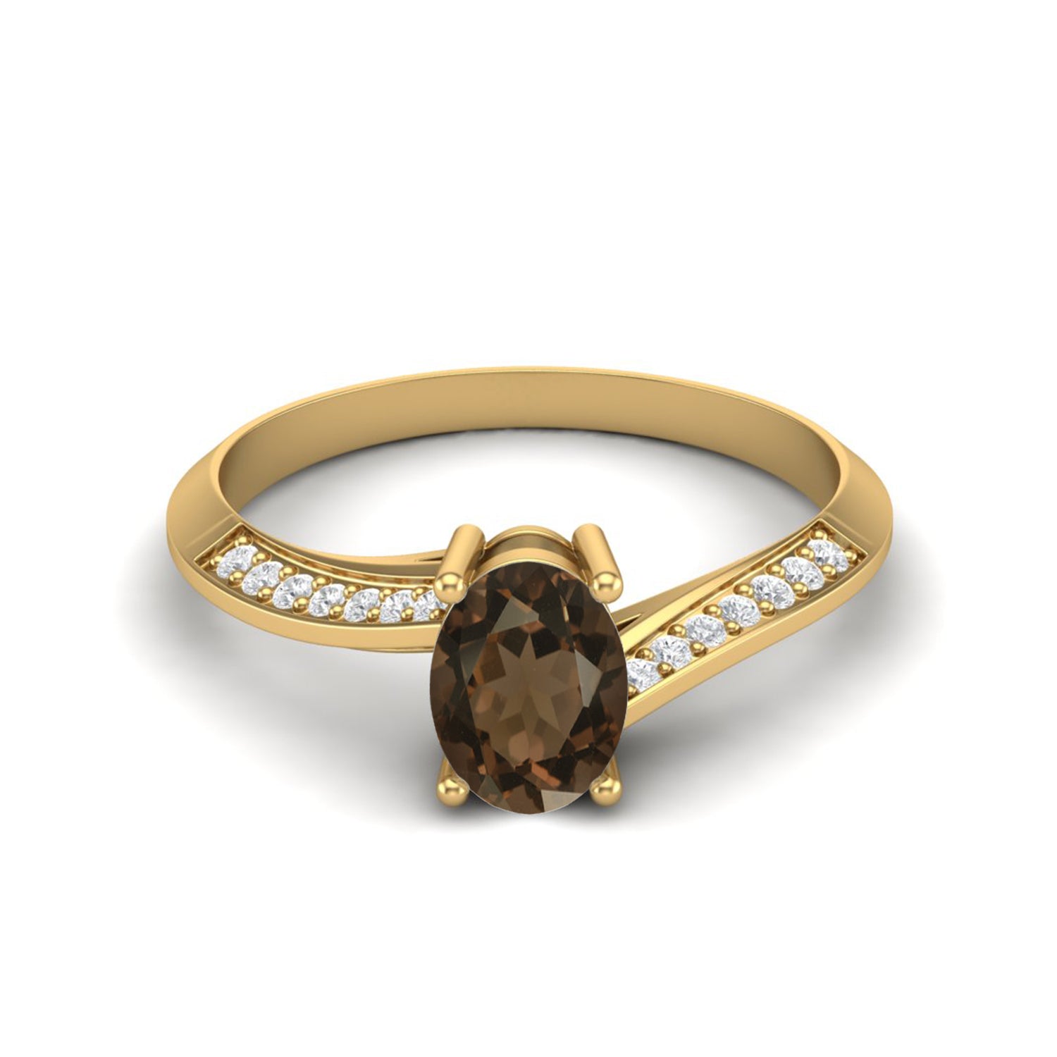 Smoky Quartz Tapered Accent Band Ring – Sterling Silver