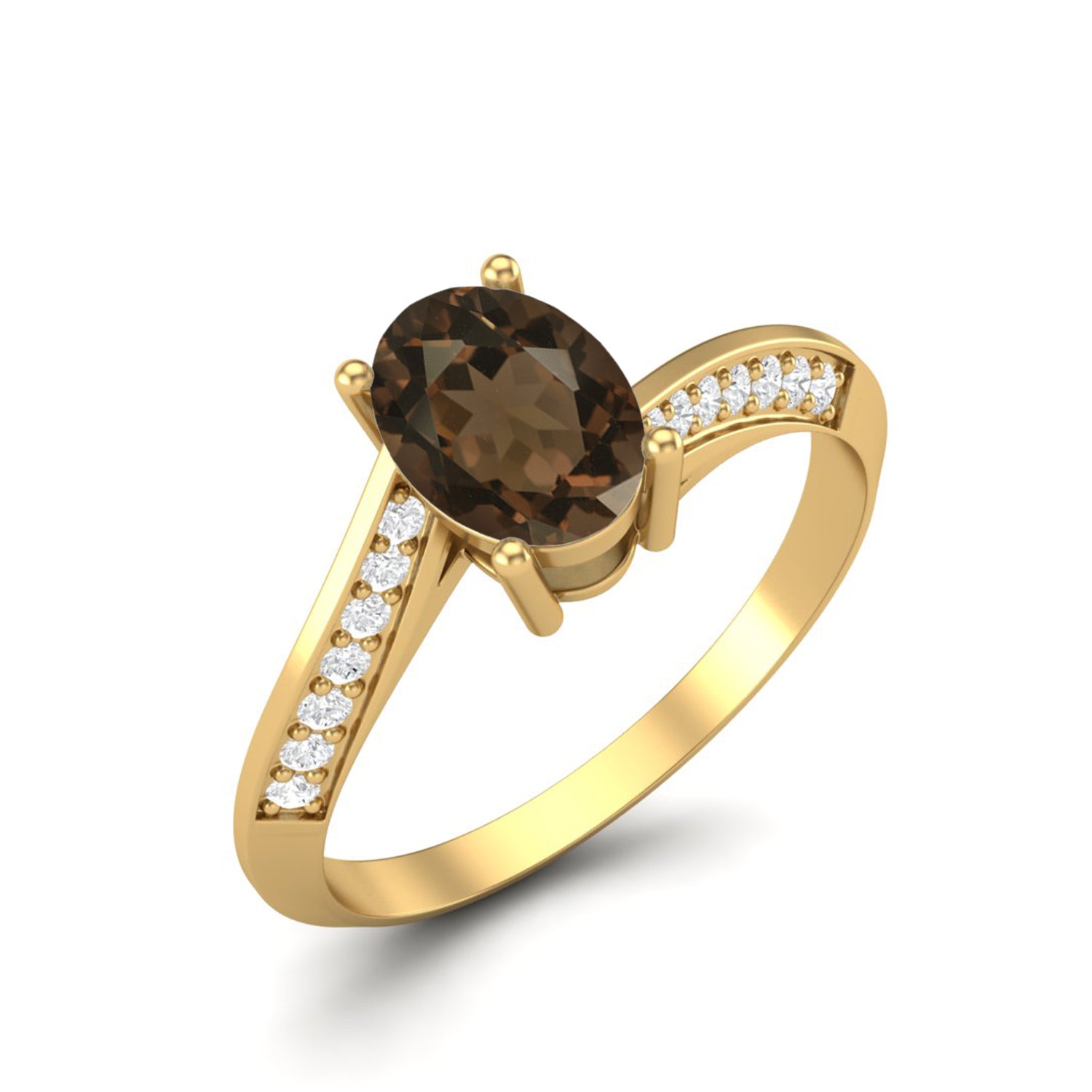 Anello solitario da donna in argento sterling 925 con quarzo fumé da 1,56 carati