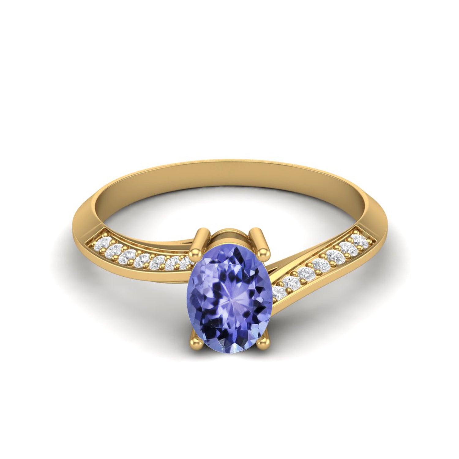 Anello solitario con tanzanite ovale in argento sterling 925 per donna